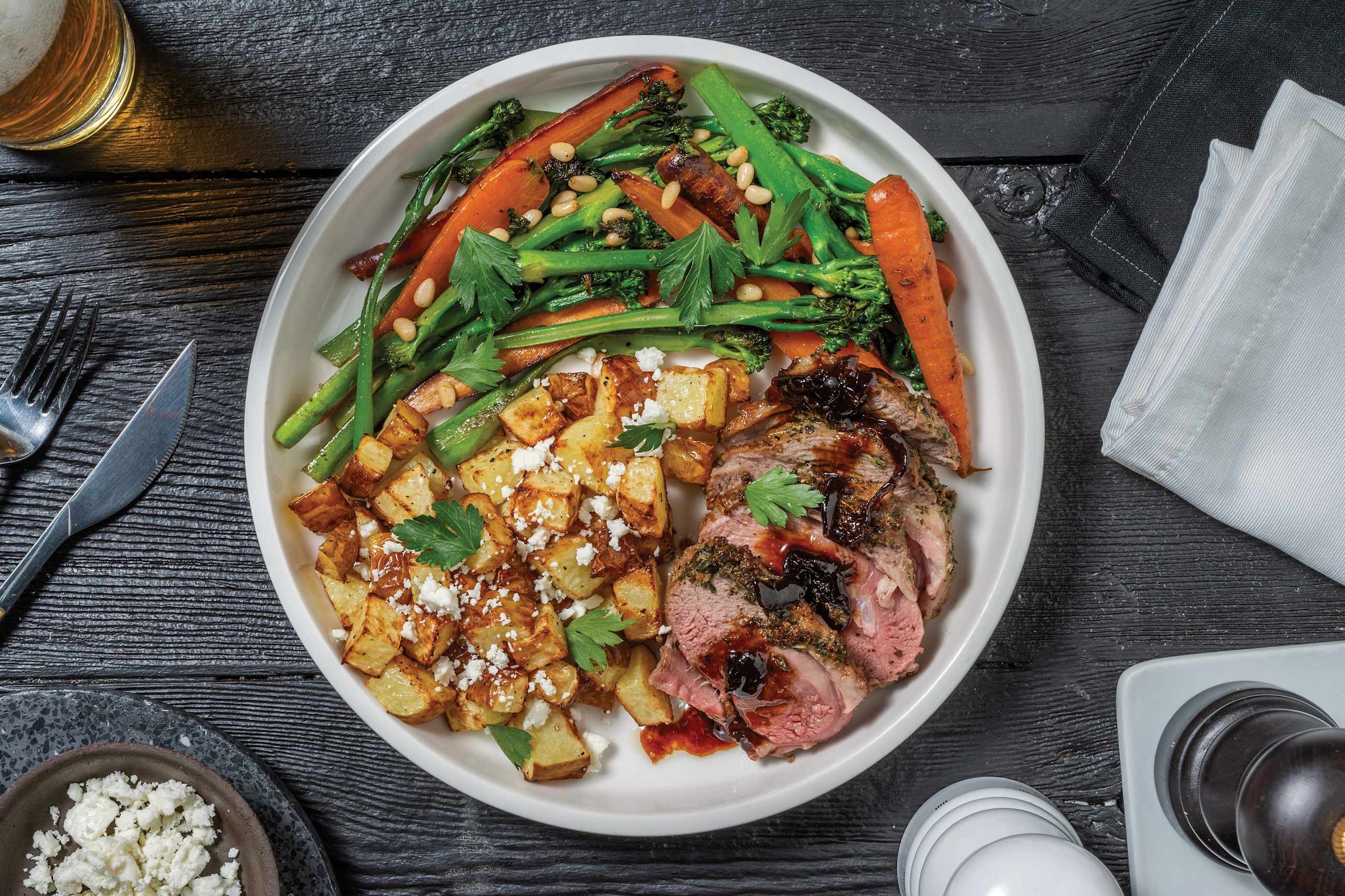 Roast Lamb Rump & Feta Potatoes