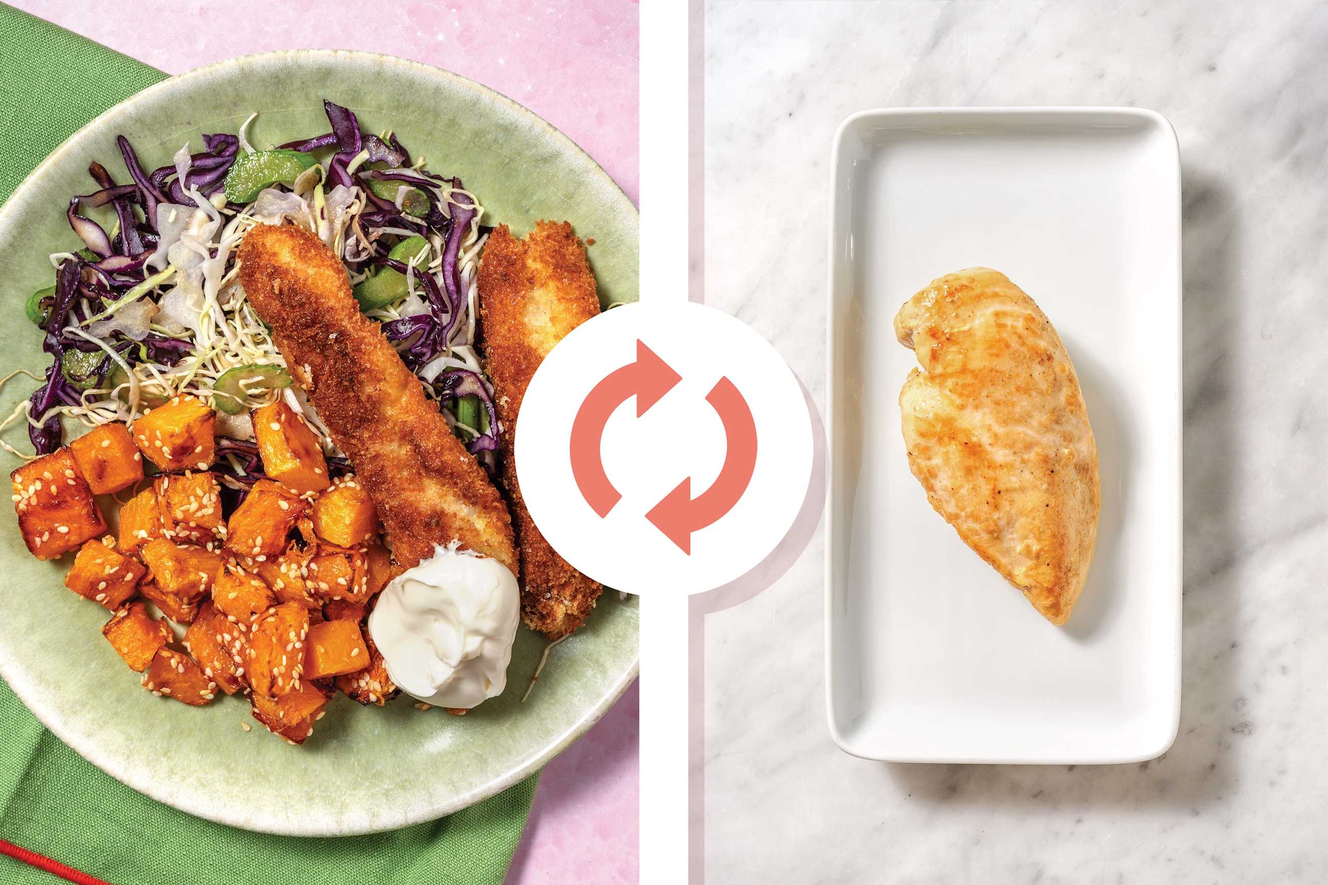 Sweet-Soy Crumbed Chicken & Sesame Pumpkin