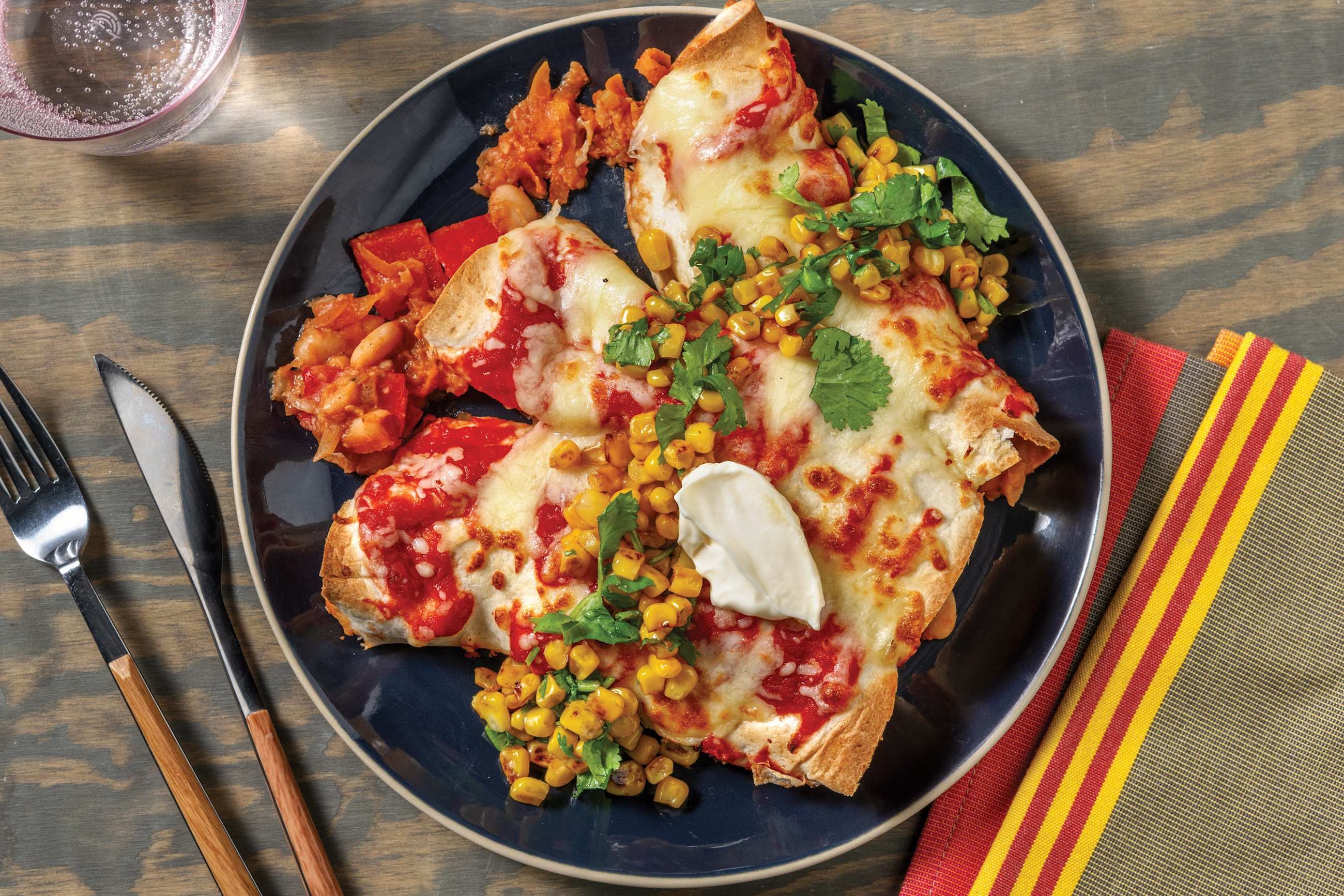 Cheezy White Bean & Capsicum Enchiladas