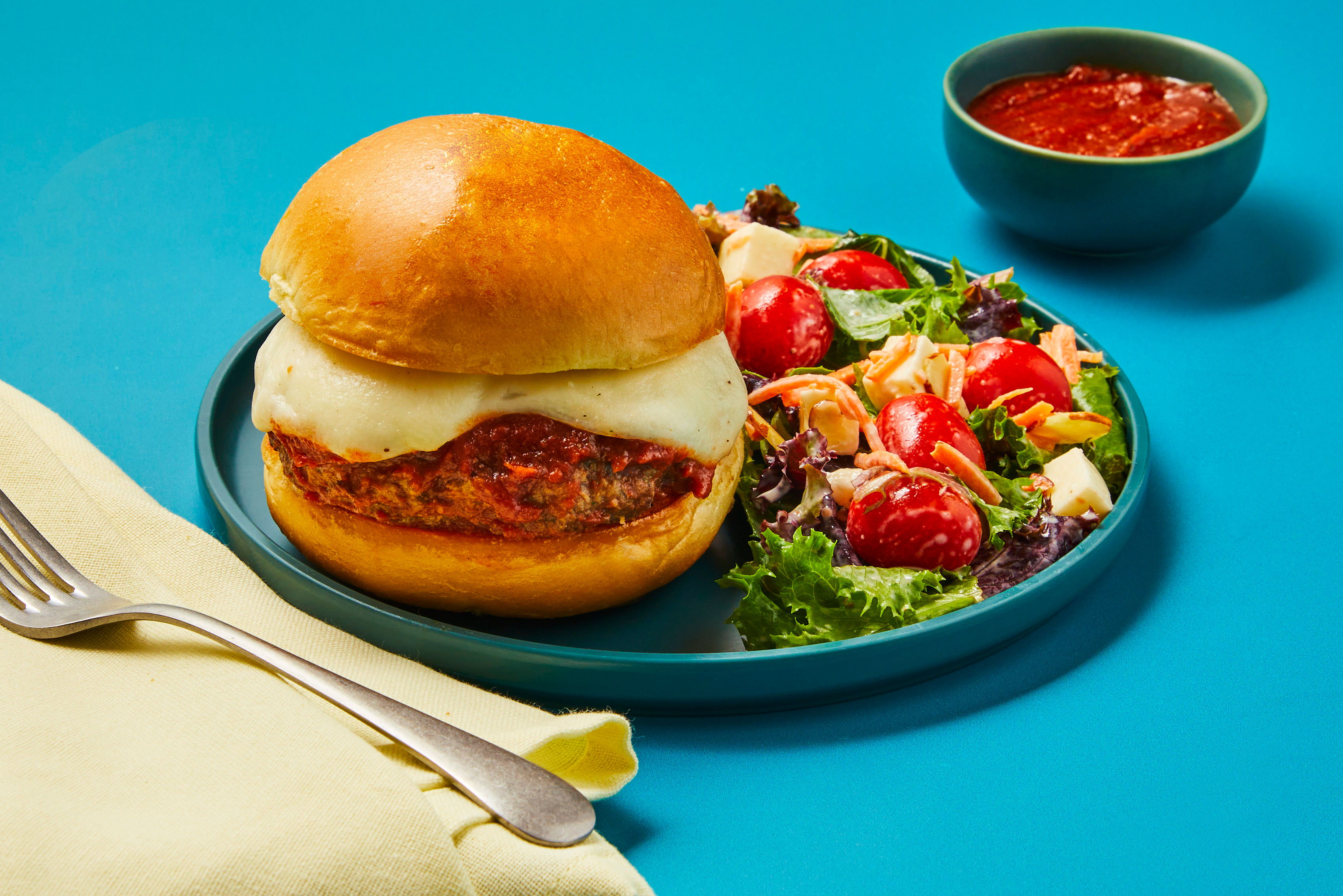 “Meatball” Burgers with Fresh Mozzarella