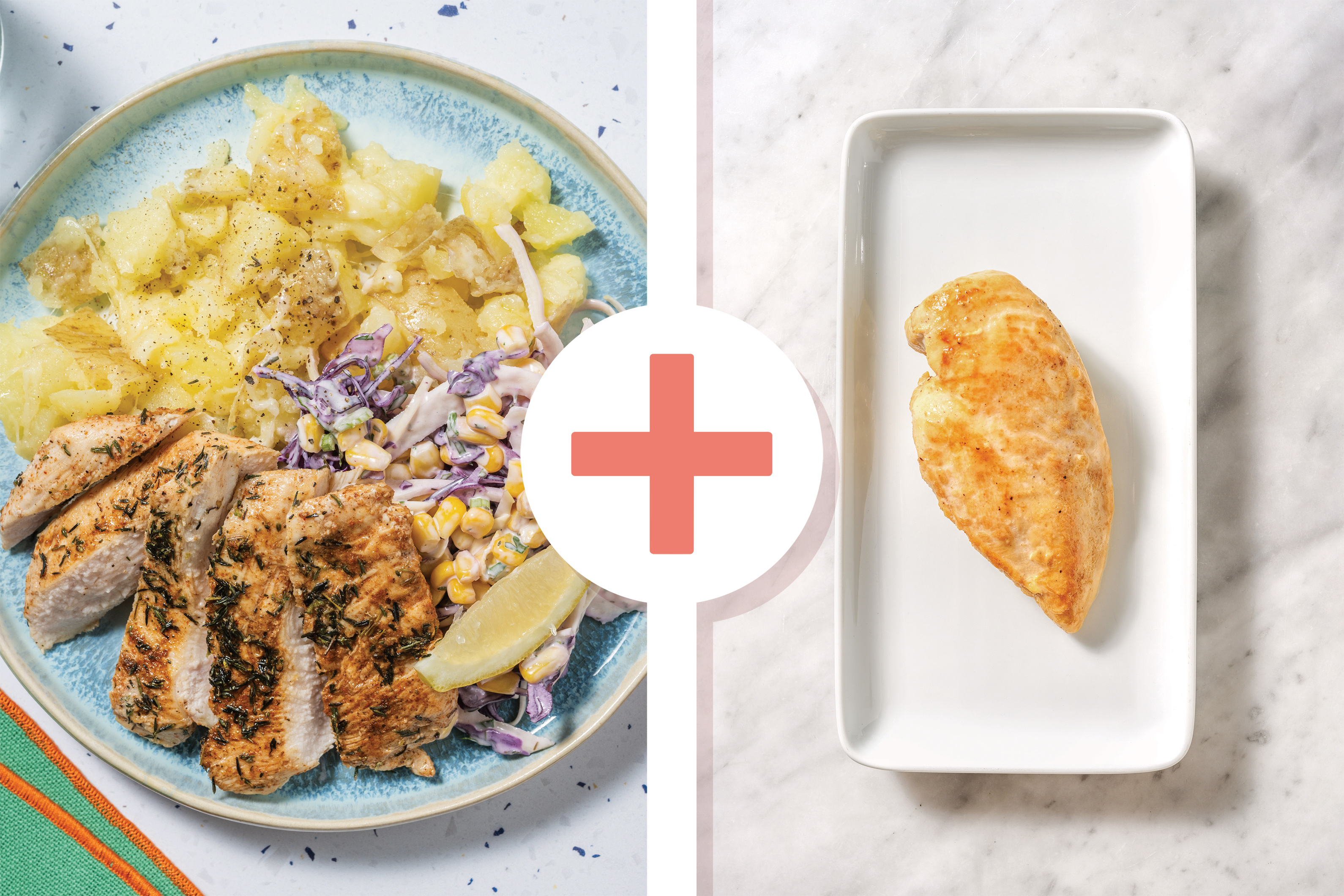 Double Louisiana Chicken & Cheesy Lemon Crushed Potatoes