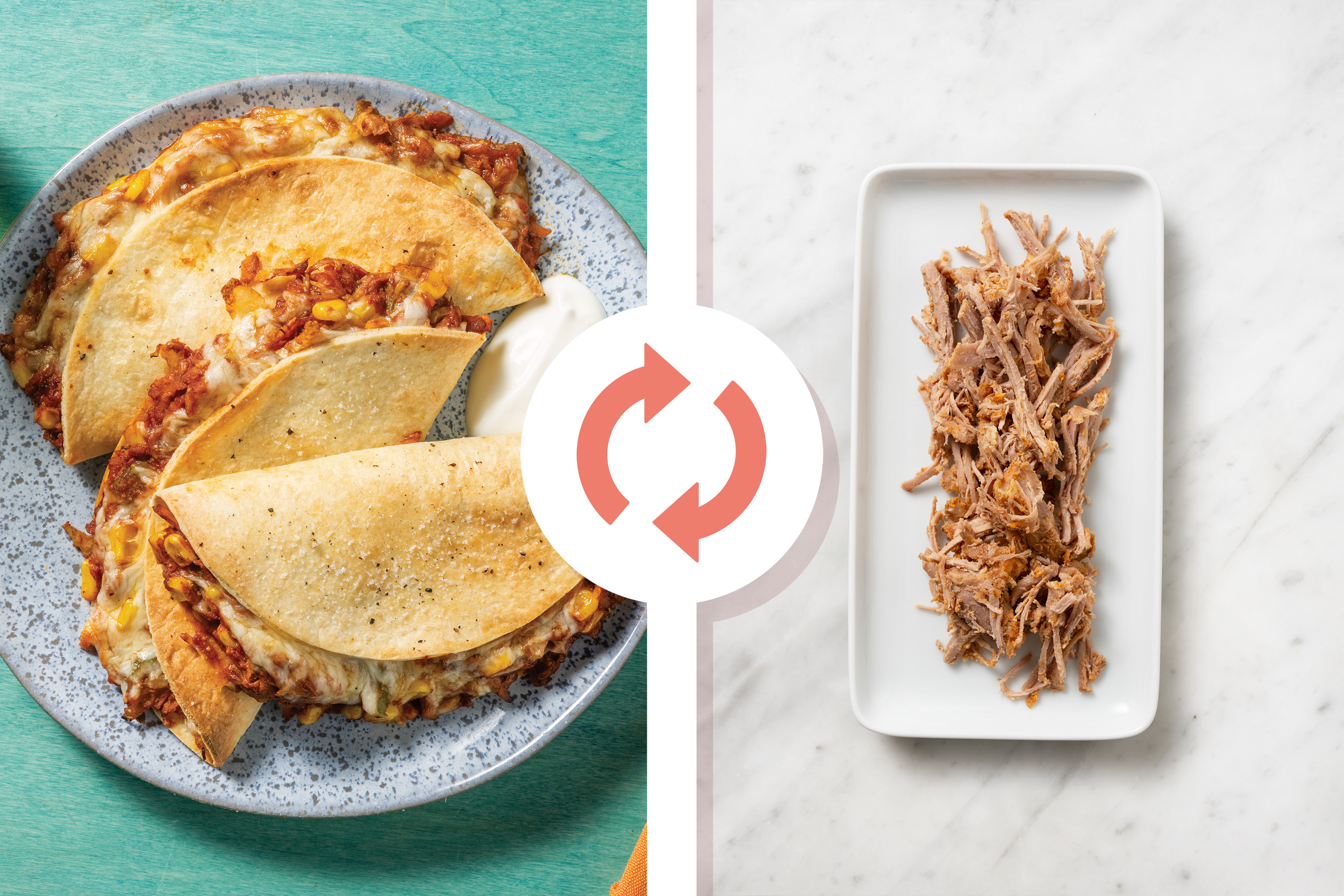 Tex-Mex Pulled Chicken Quesadillas