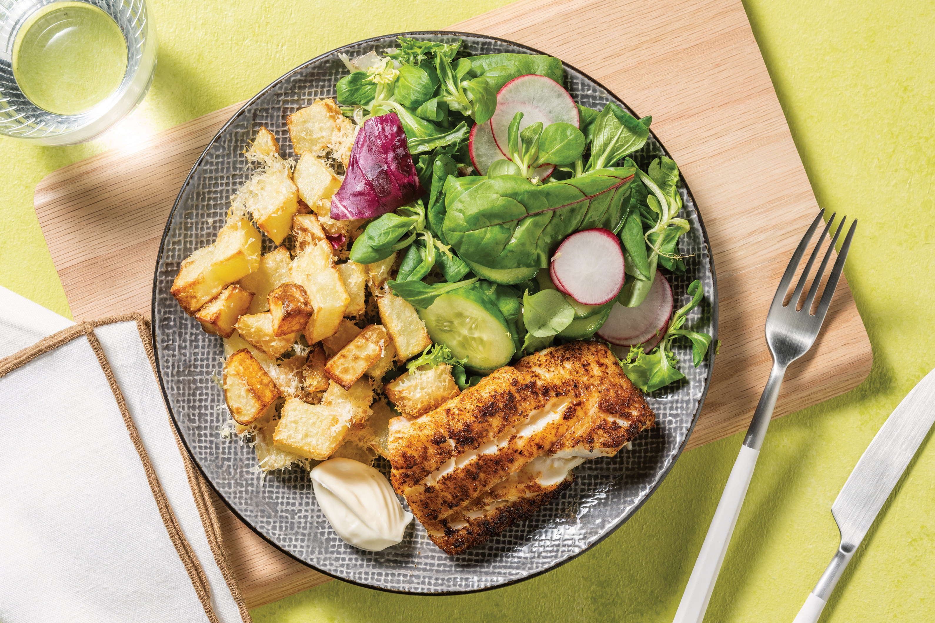 Spiced White Fish & Golden Parmesan Potatoes