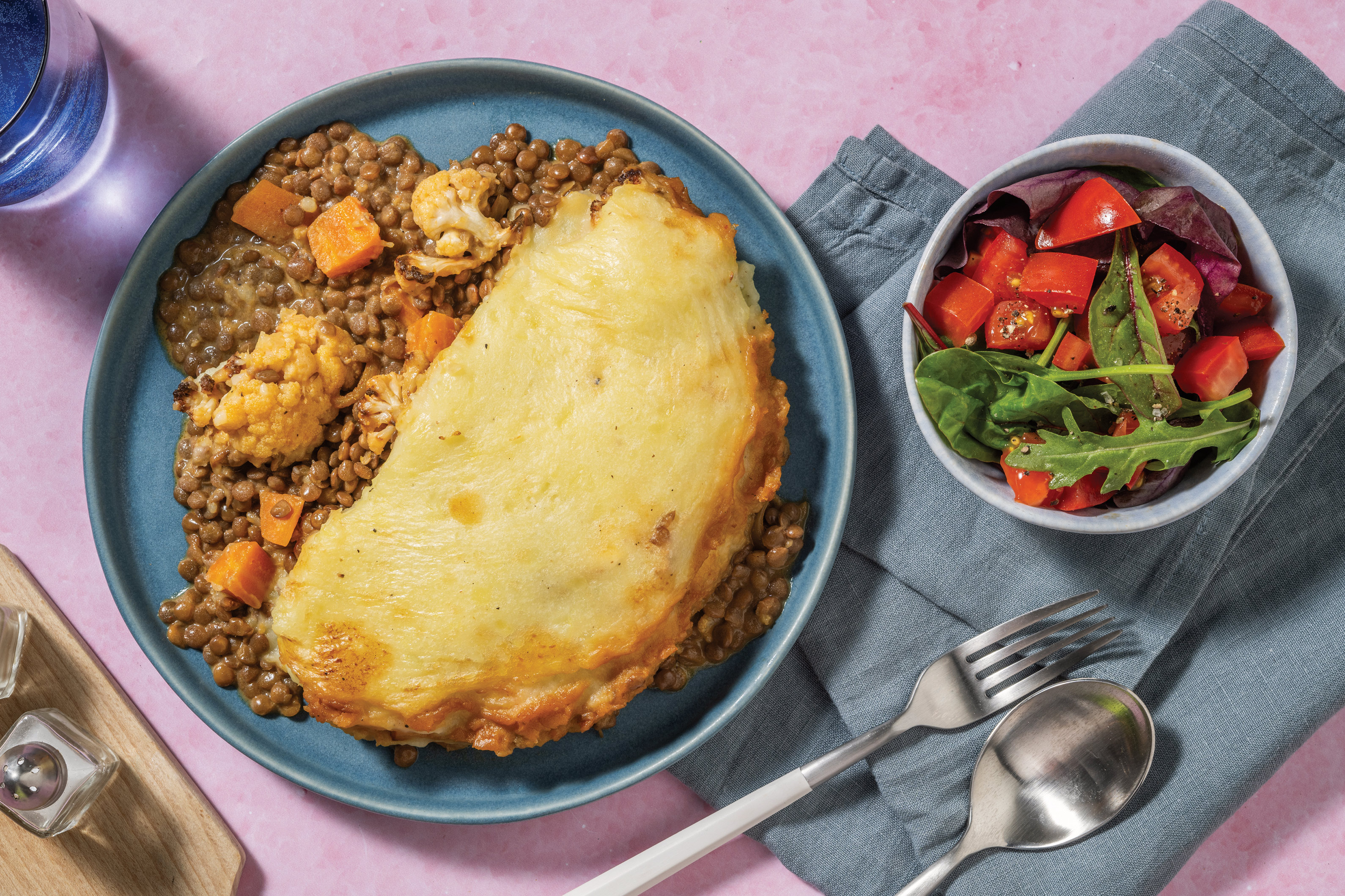 Potato-Topped Lentil & Cauliflower Curry Pie