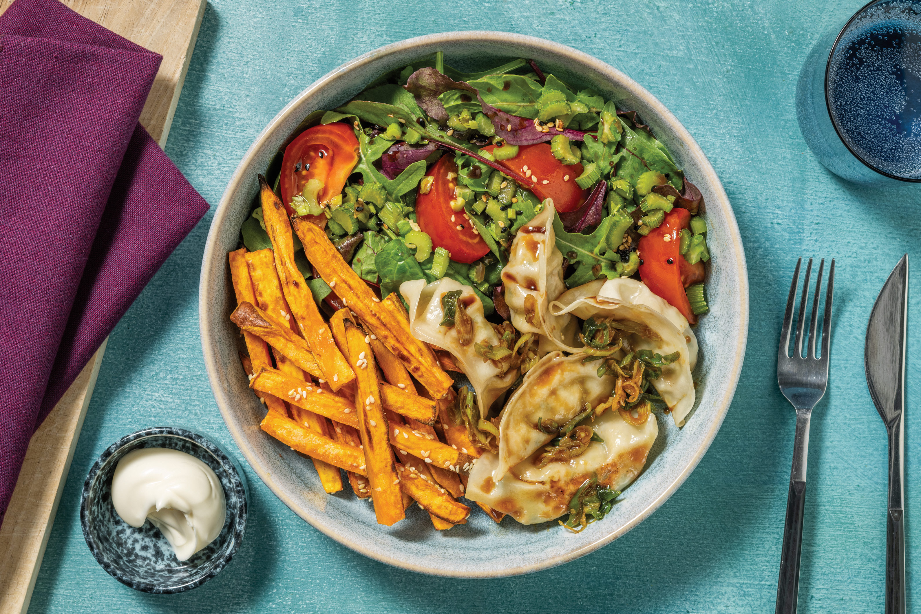 Veggie Gyoza & Plant-Based Mayo