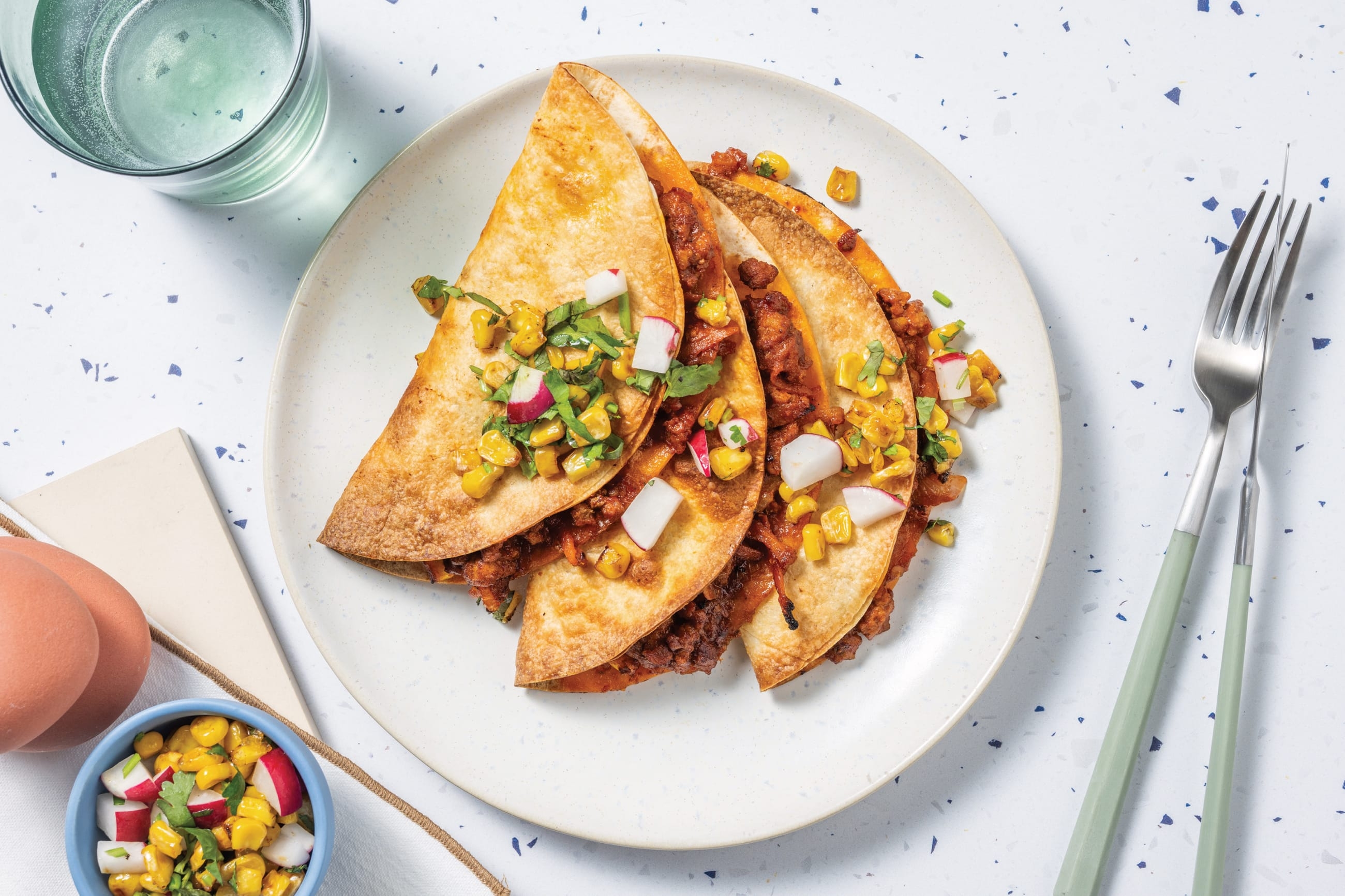 Double Mexican Plant-Based Mince Quesadillas