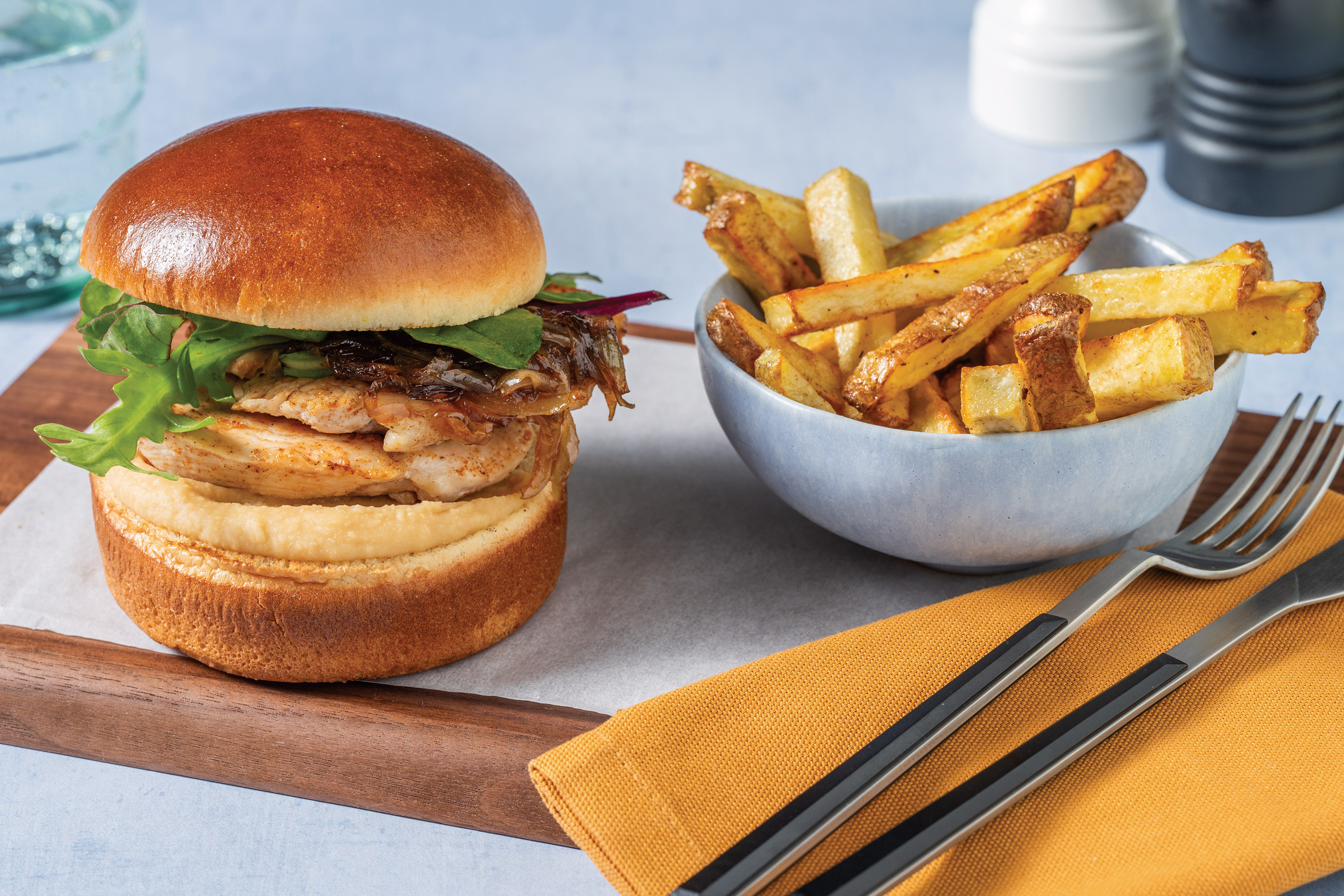 Middle Eastern Chicken Burger & Zesty Fries