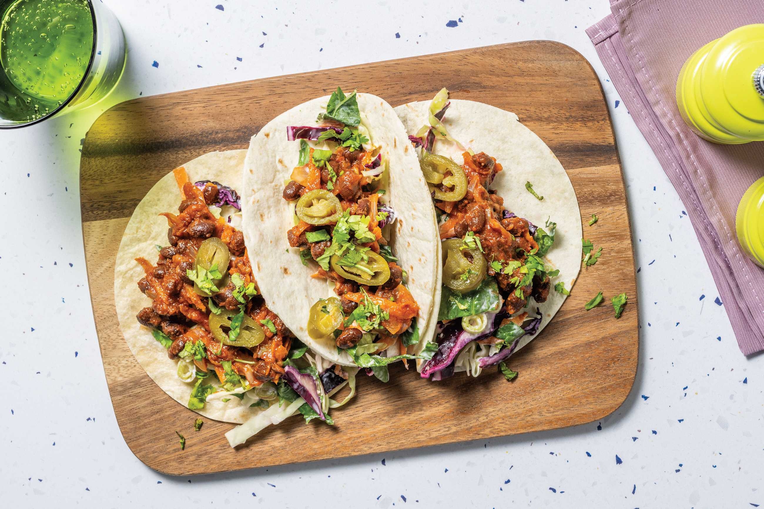 Super Quick Mexican Fiesta Plant-Based Mince & Black Bean Tacos