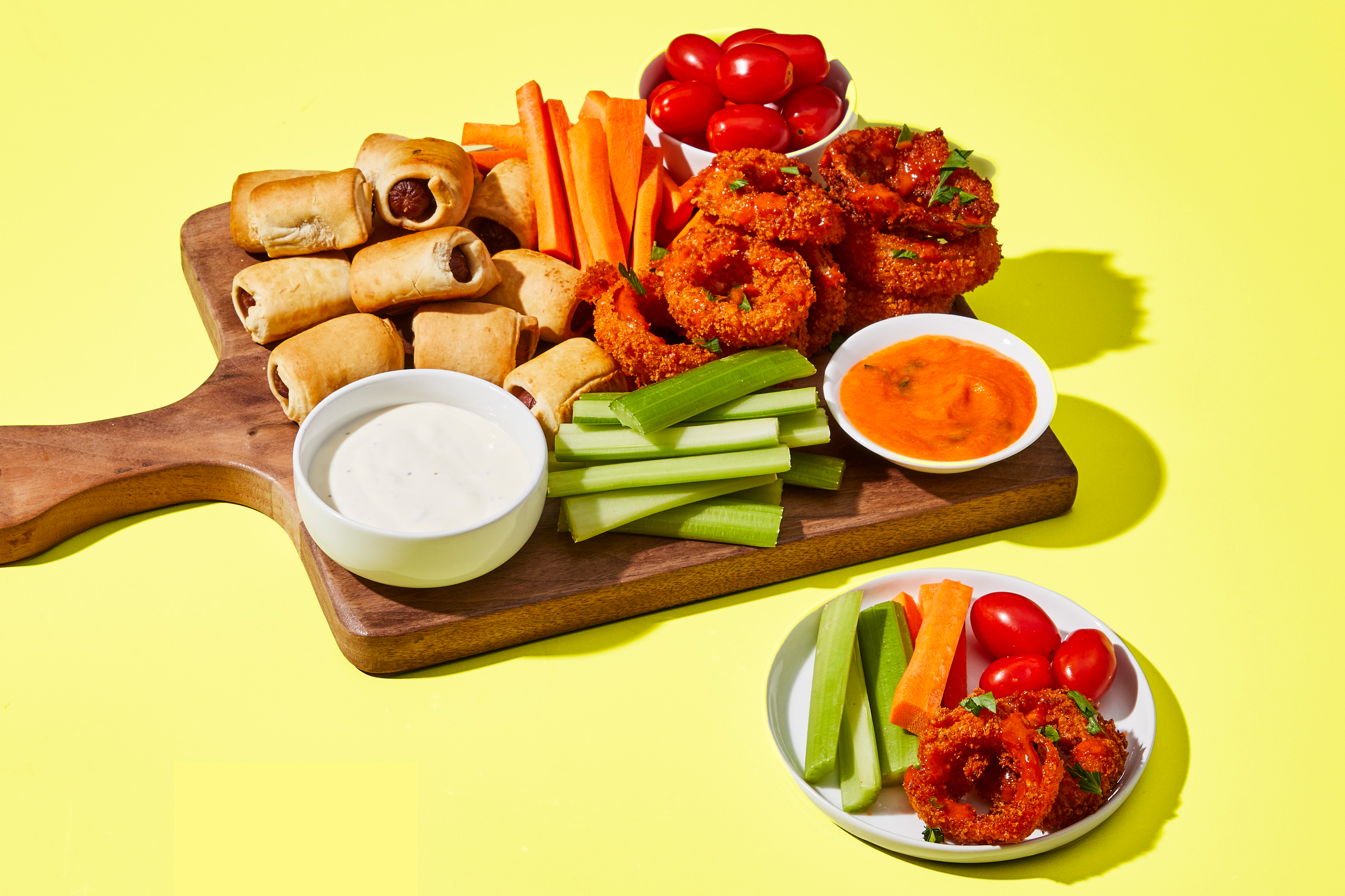 Beef Bagel Dogs & Spicy Onion Rings