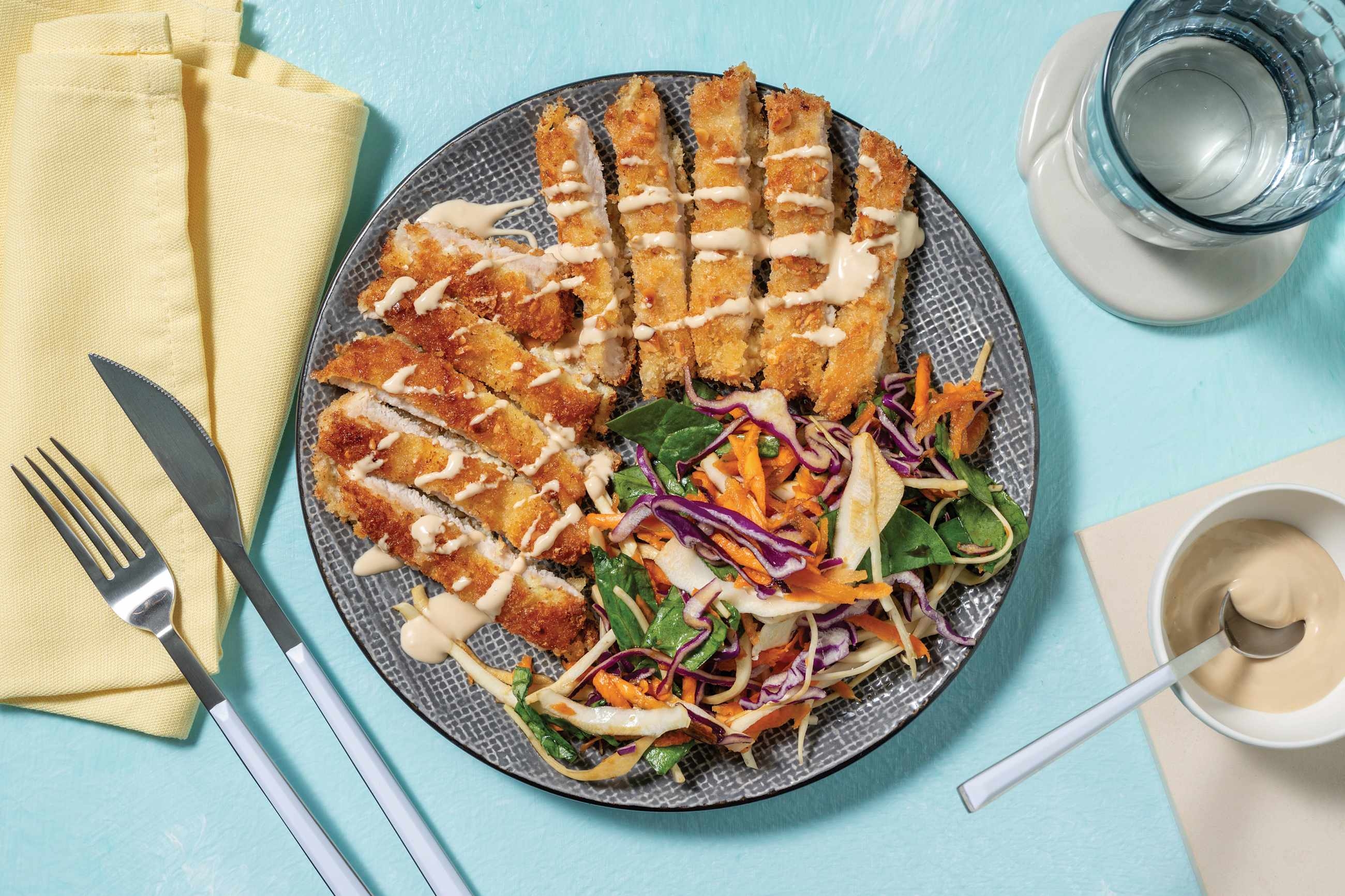Asian Peanut-Crusted Pork Schnitzel