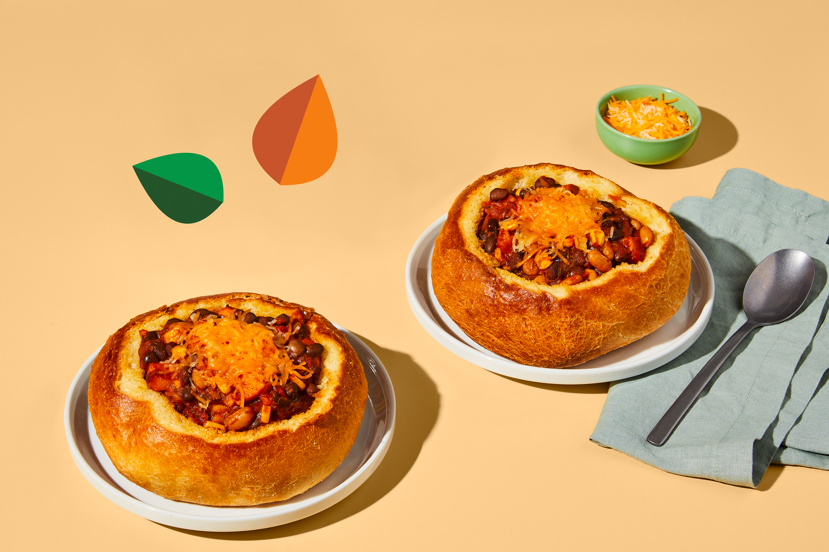 Black Bean & Sweet Potato Chili in a Bread Bowl
