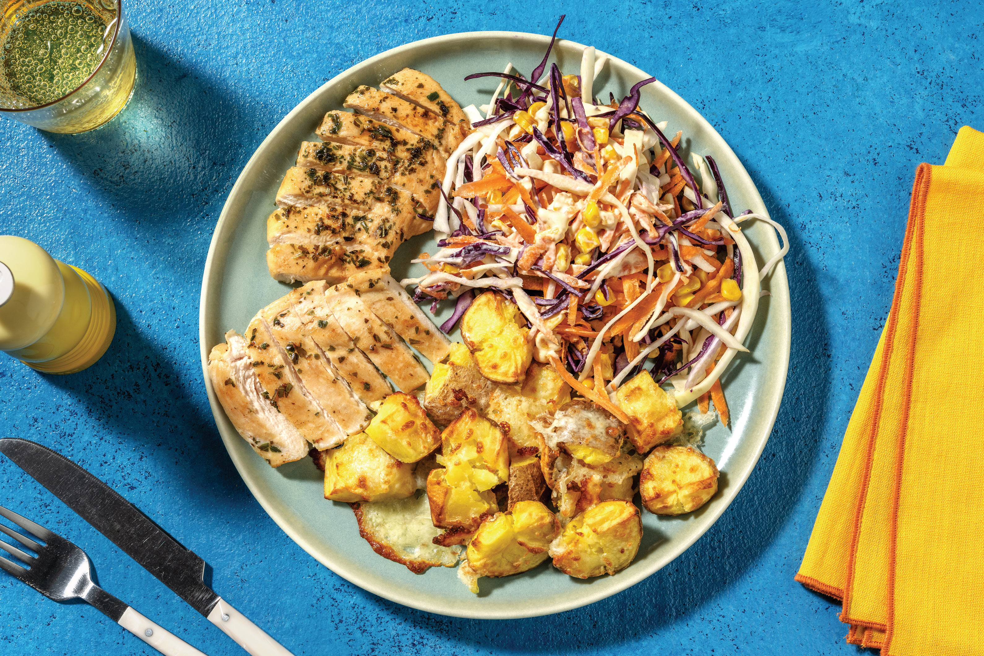 Herby Chicken & Cheesy Crushed Potatoes