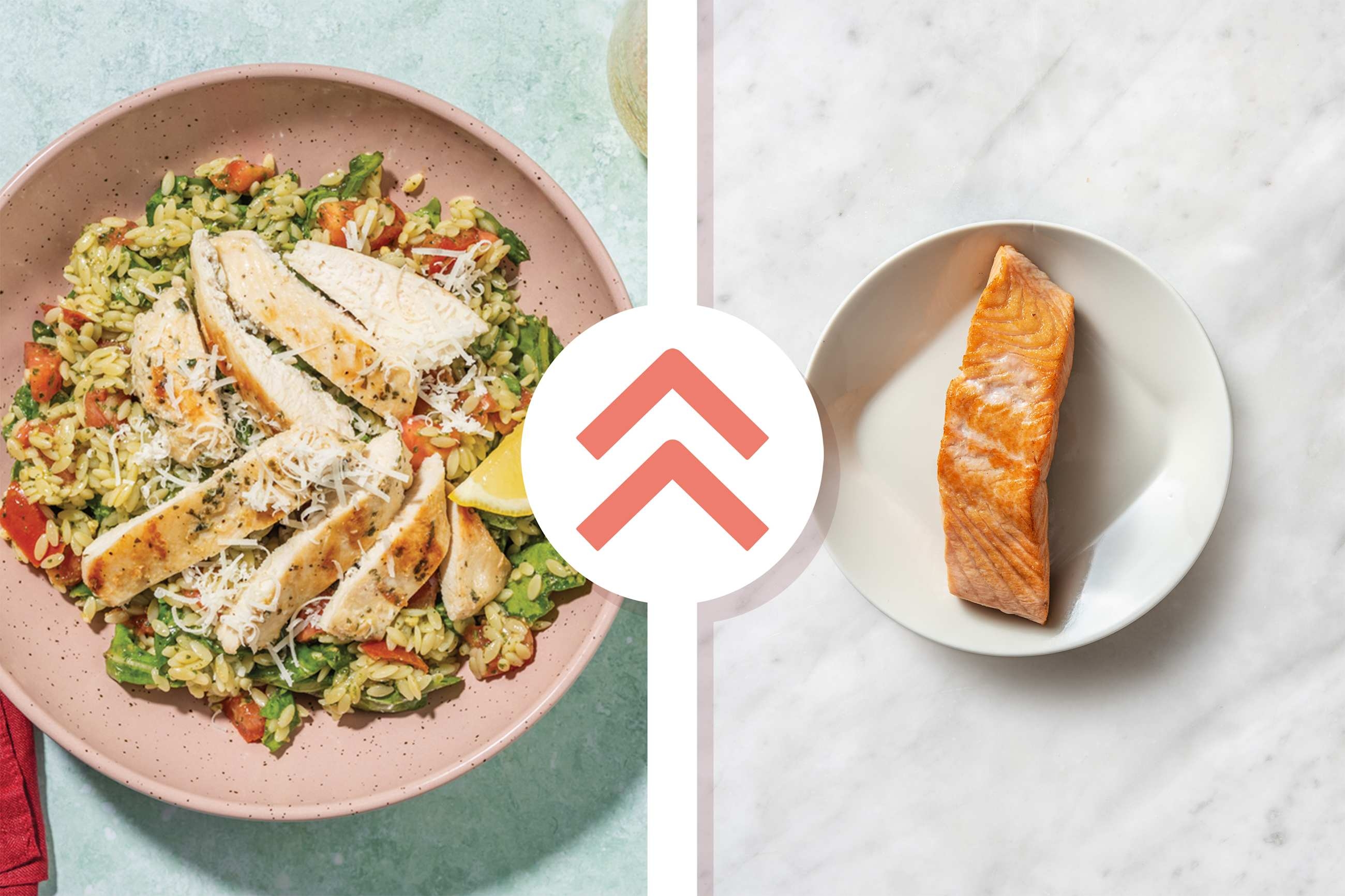 Garlic-Herb Glazed Salmon & Basil Pesto Risoni Salad