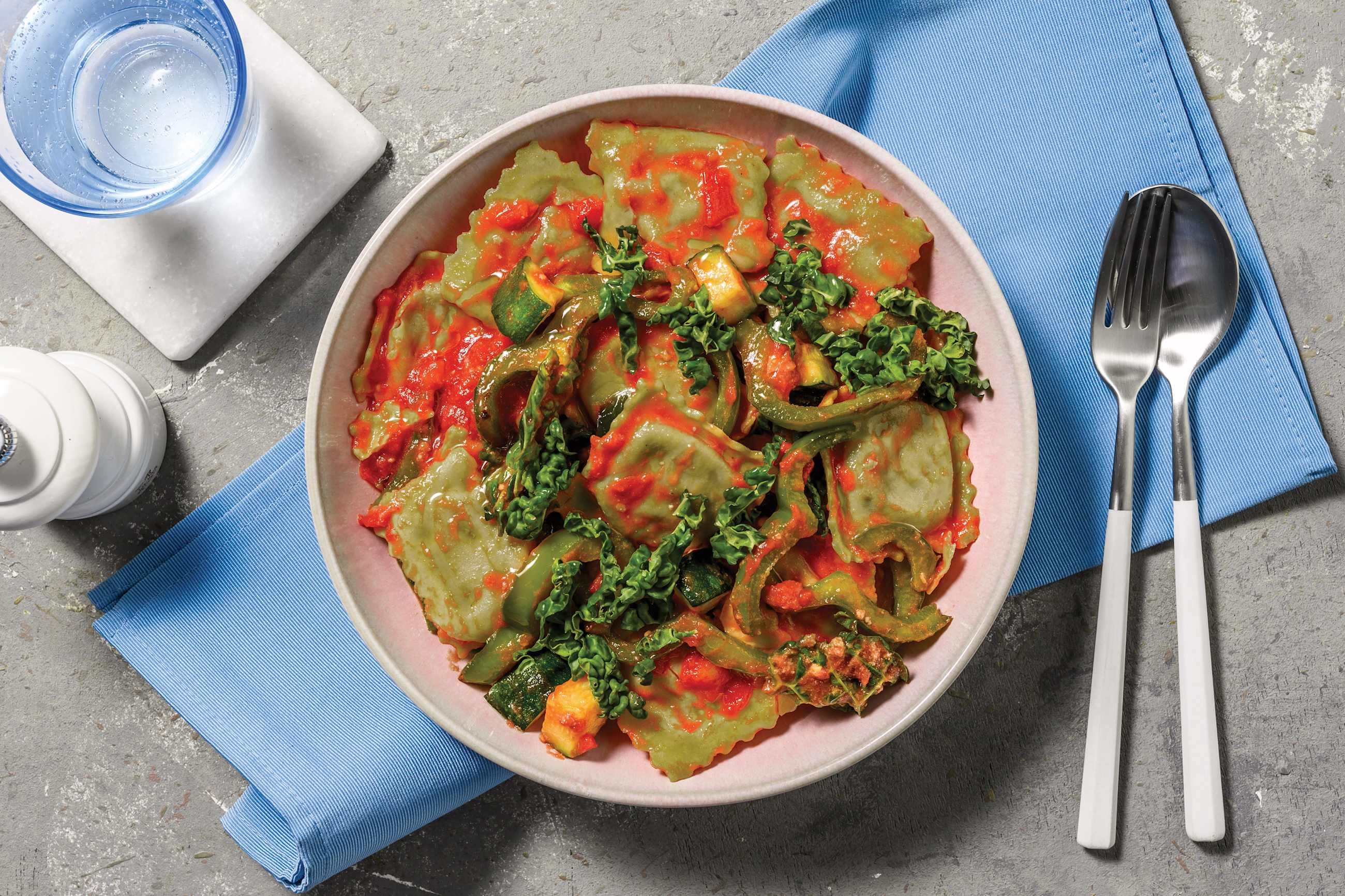 Saucy Roasted Veggie & Pumpkin Ravioli