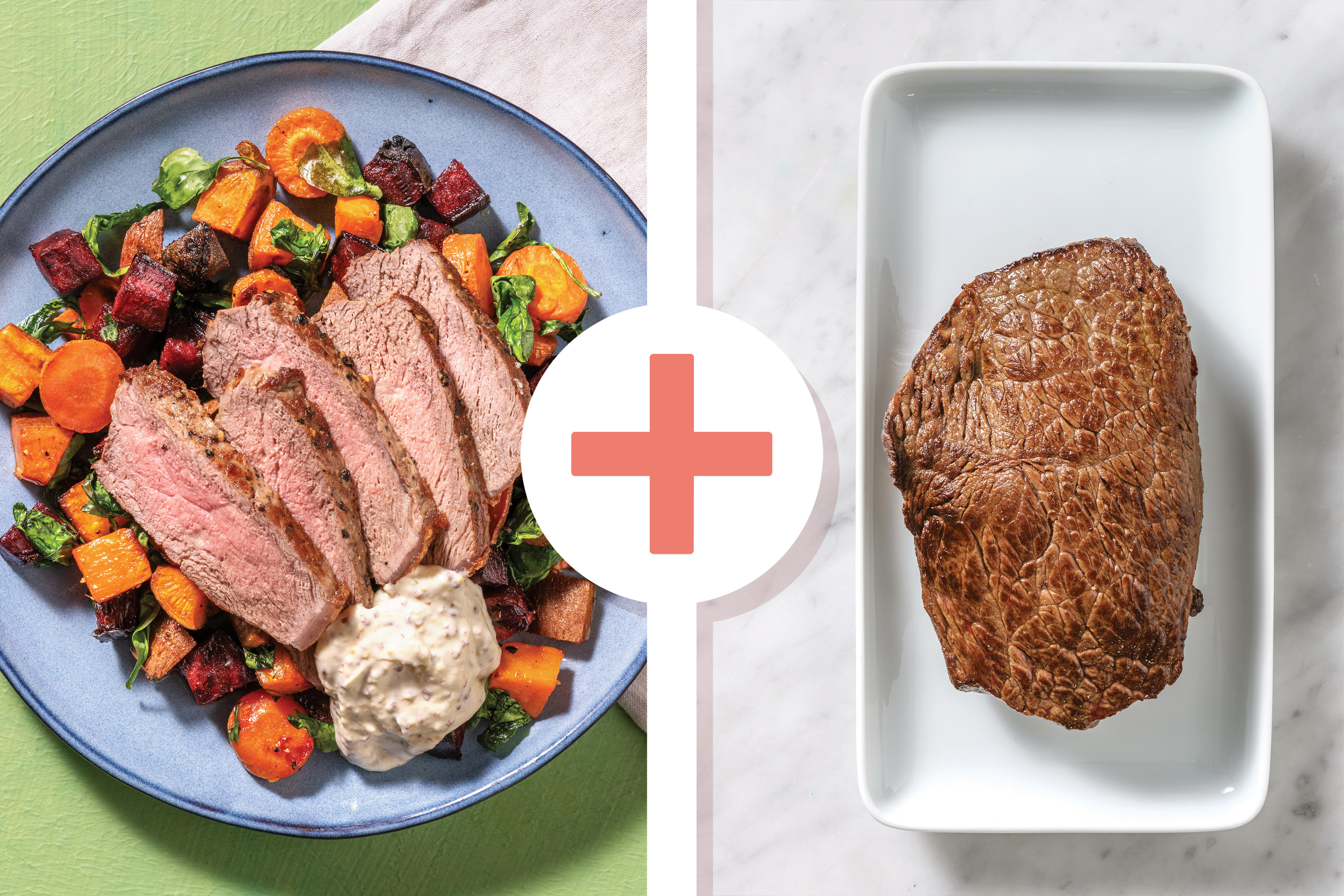 Double Beef Rump & Roast Veggie Medley