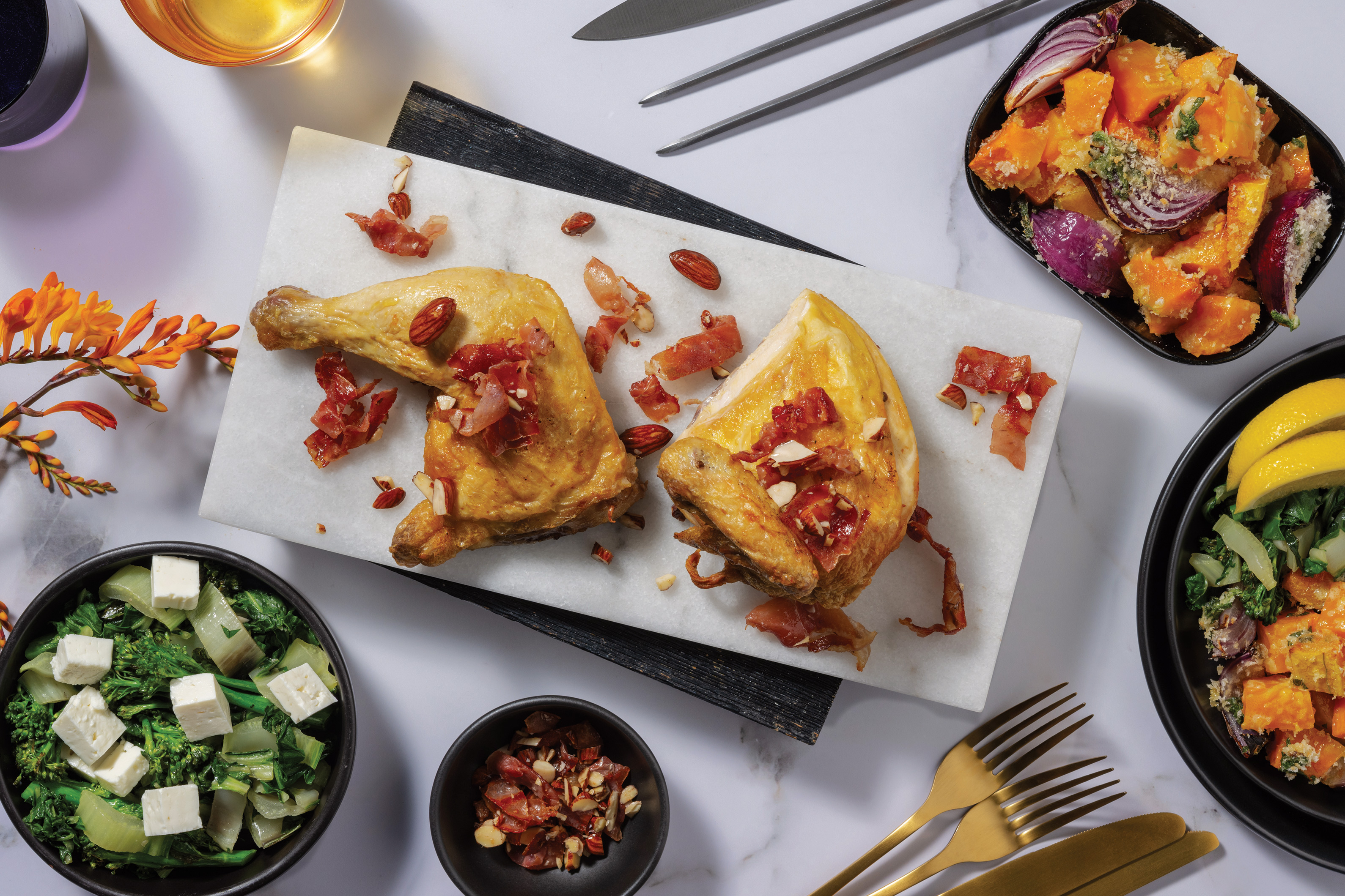 Roast Chicken & Almond-Prosciutto Crumb