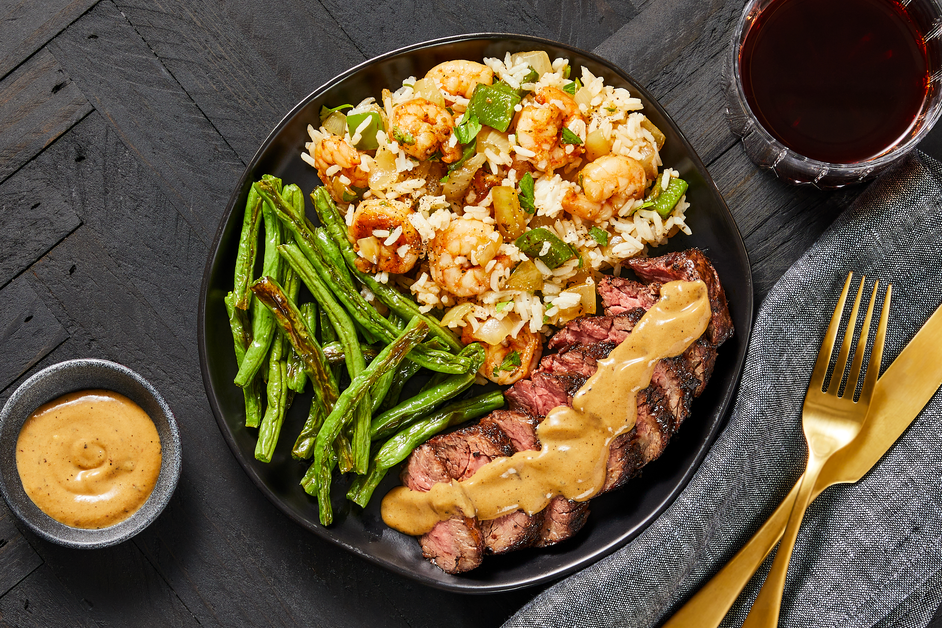 Cajun 2x Sirloin with Shrimp Dirty Rice