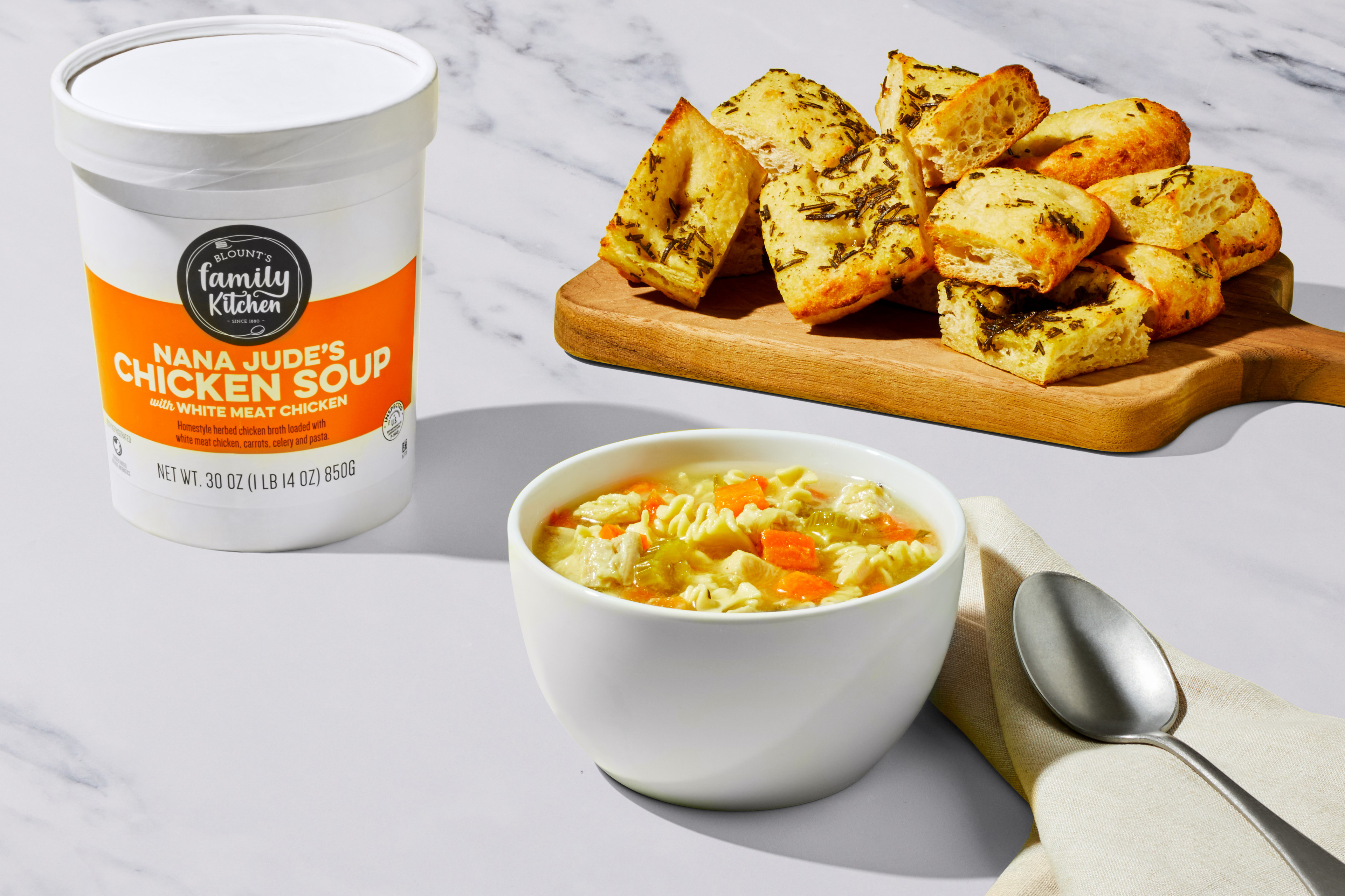 Chicken Noodle Soup + Focaccia