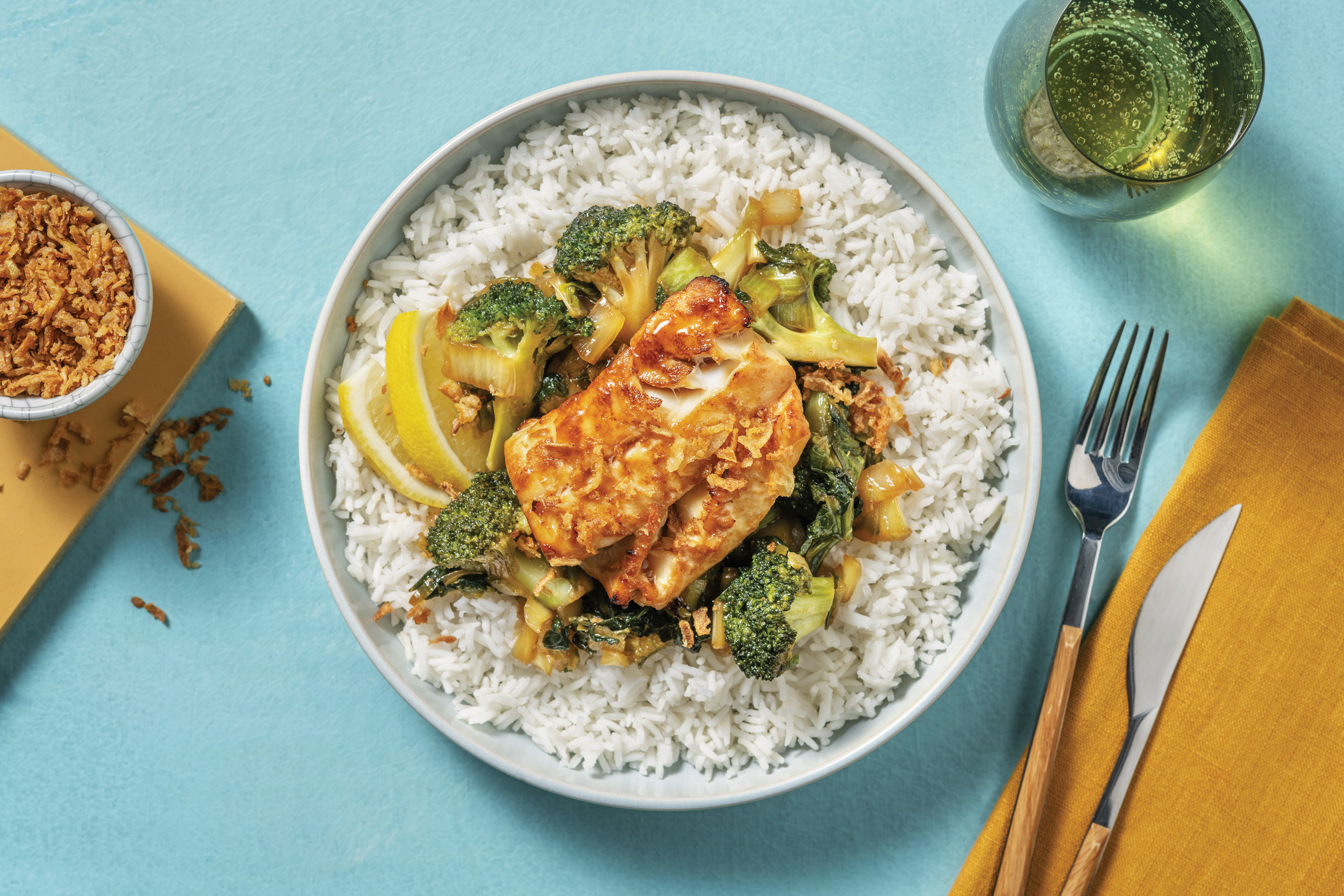 Sweet-Soy White Fish & Garlic Rice