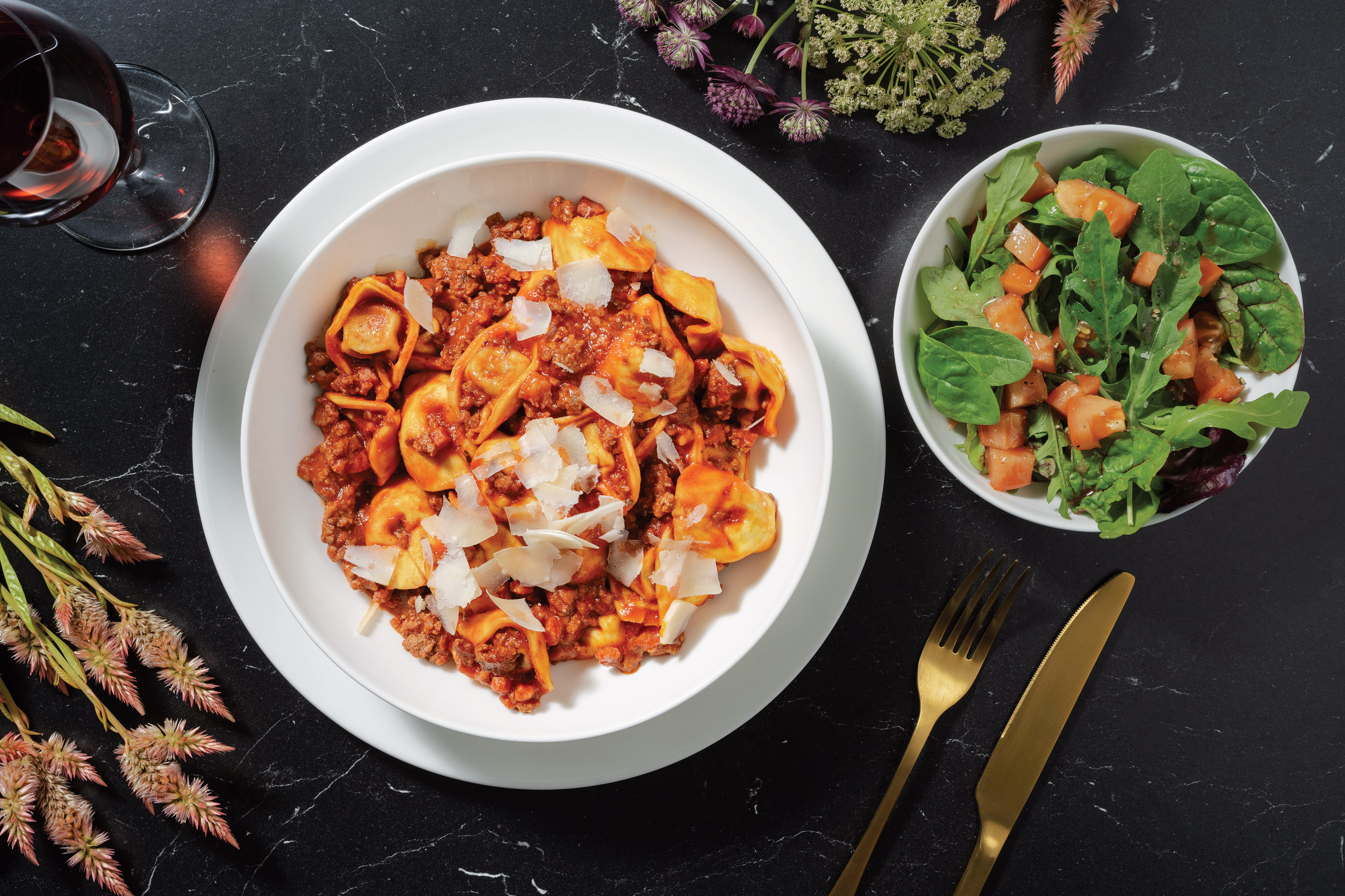 Bacon Beef Ragu & Spinach-Ricotta Tortellini