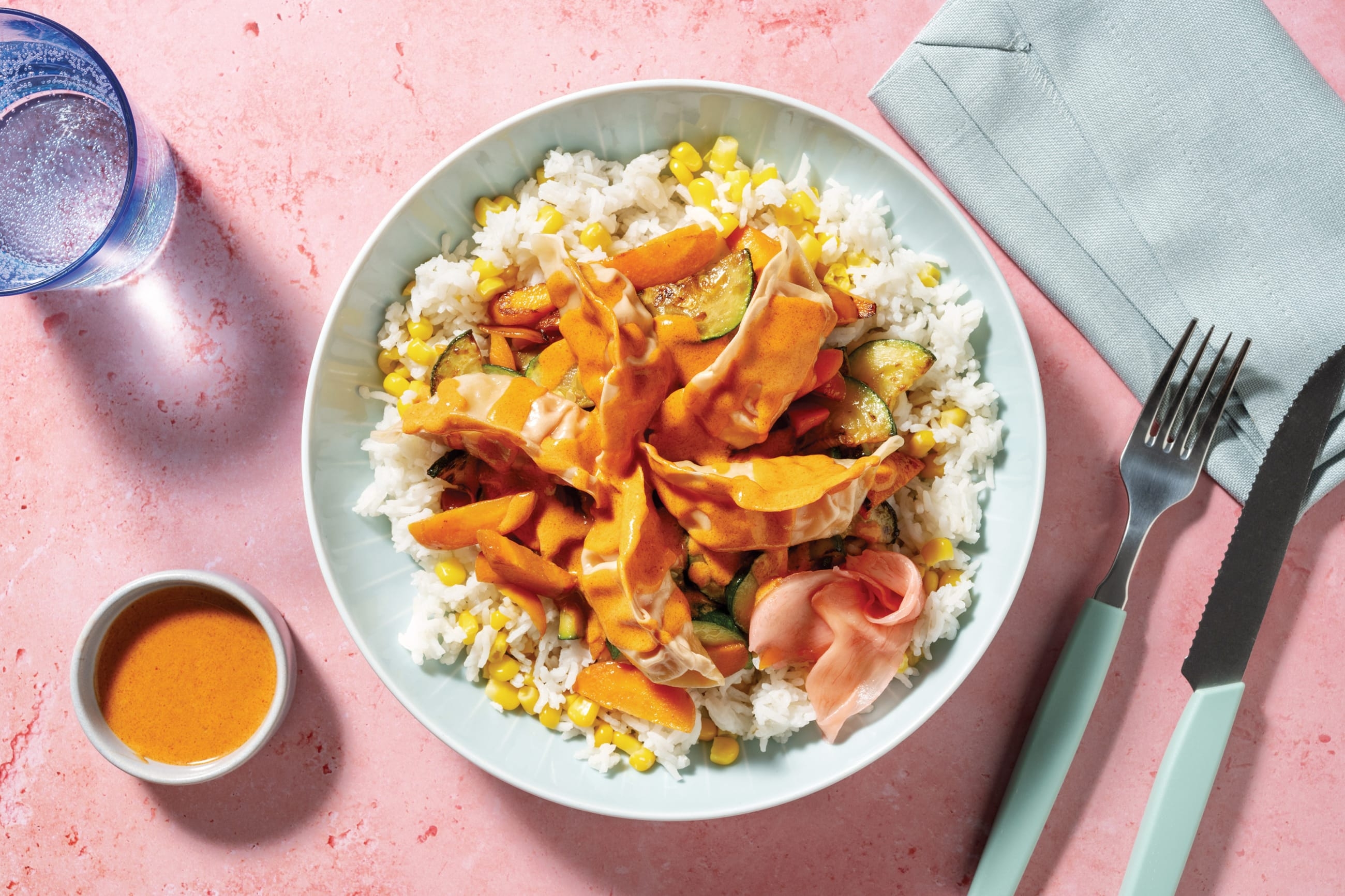 Easy Prawn & Veggie Gyoza Katsu Curry