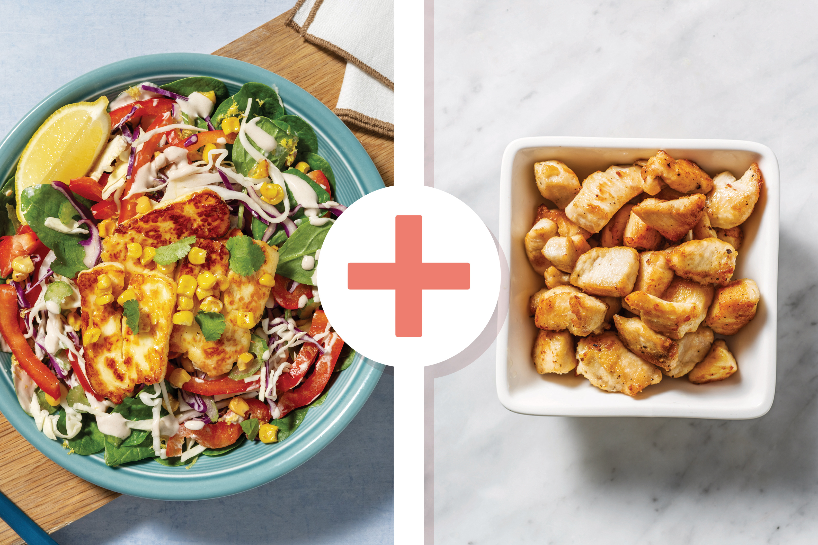 Honey Haloumi & Chicken Chipotle Slaw Bowl