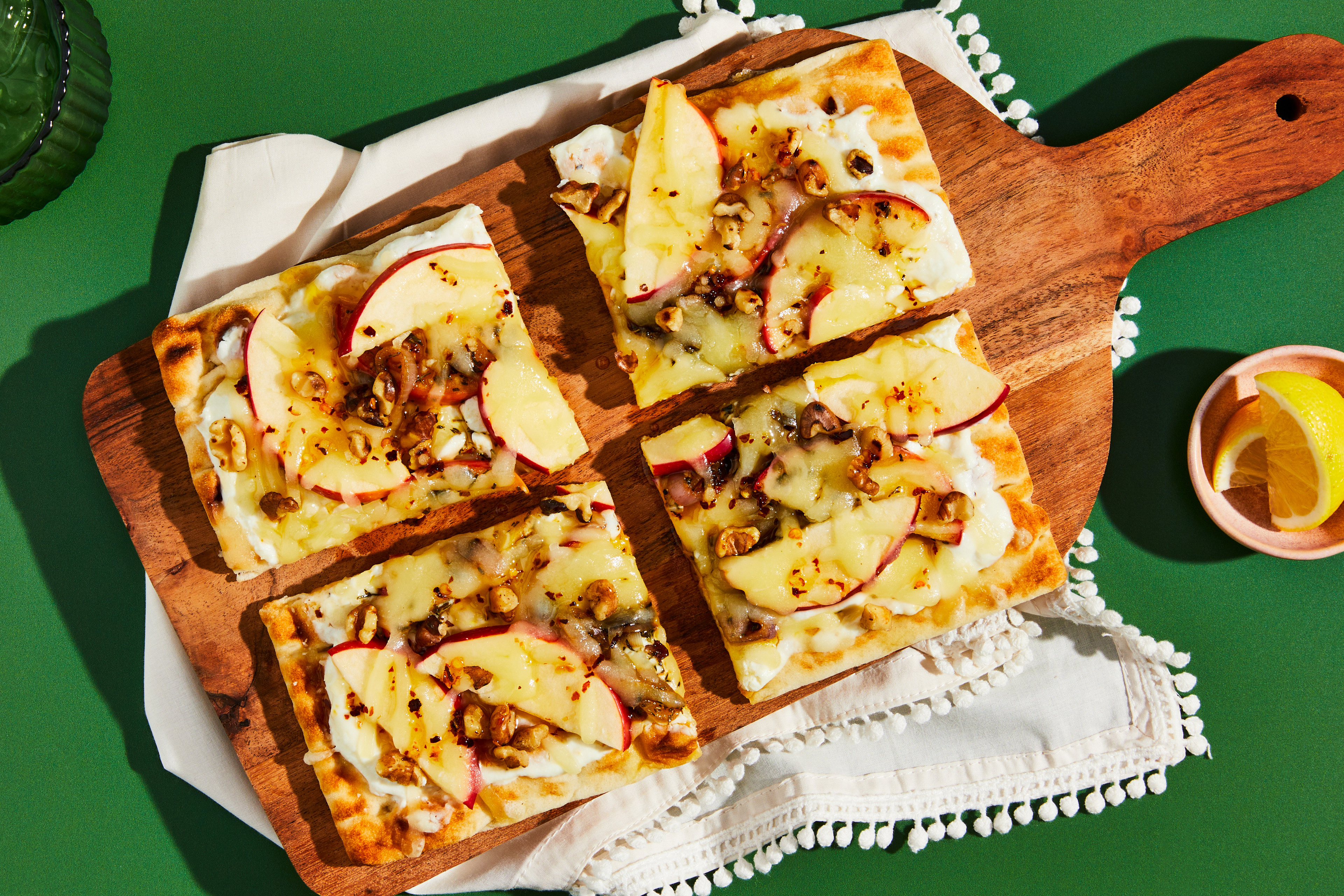 Apple & Cheddar Flatbreads with Hot Honey