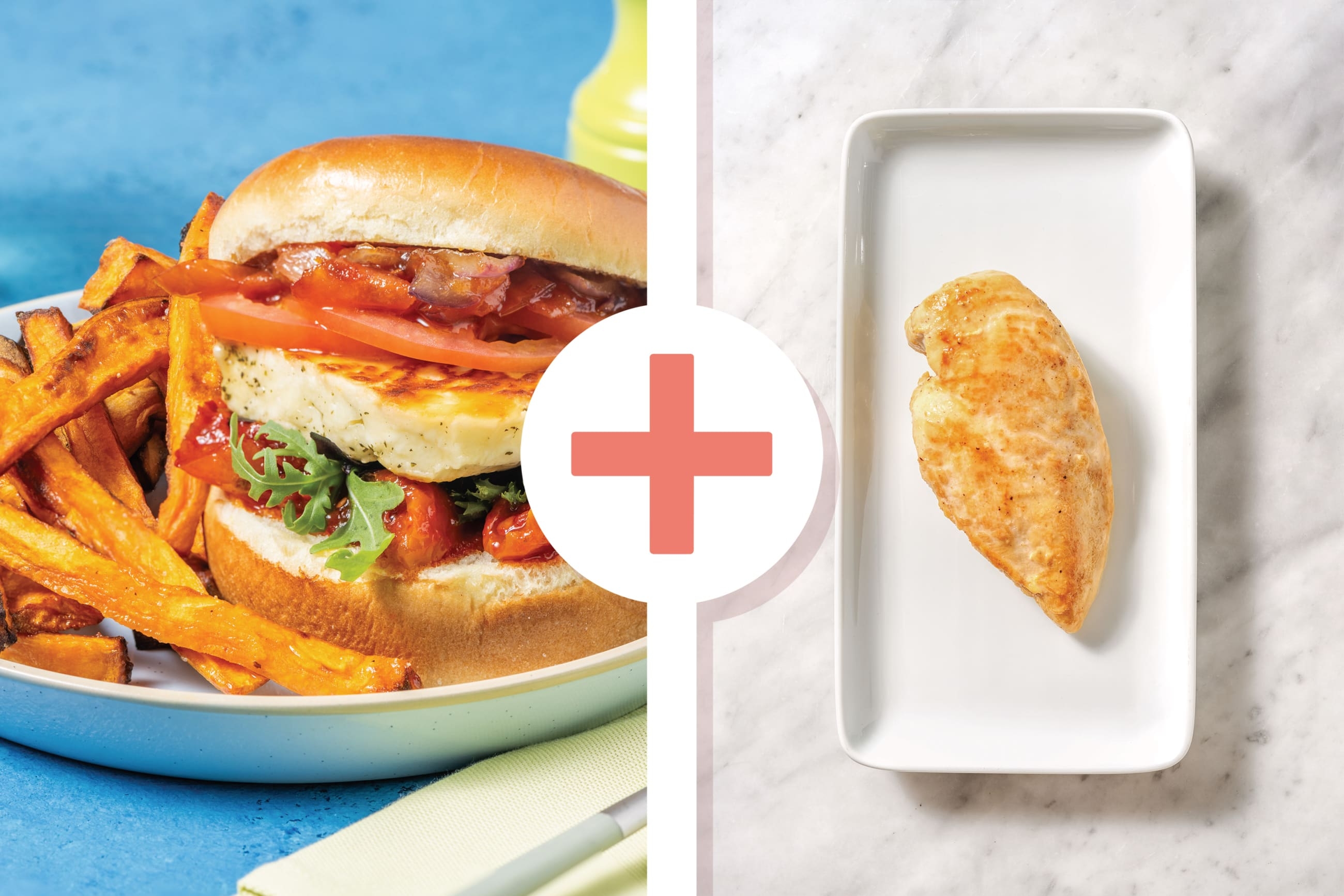 Haloumi, Chicken & Tomato Relish Burger