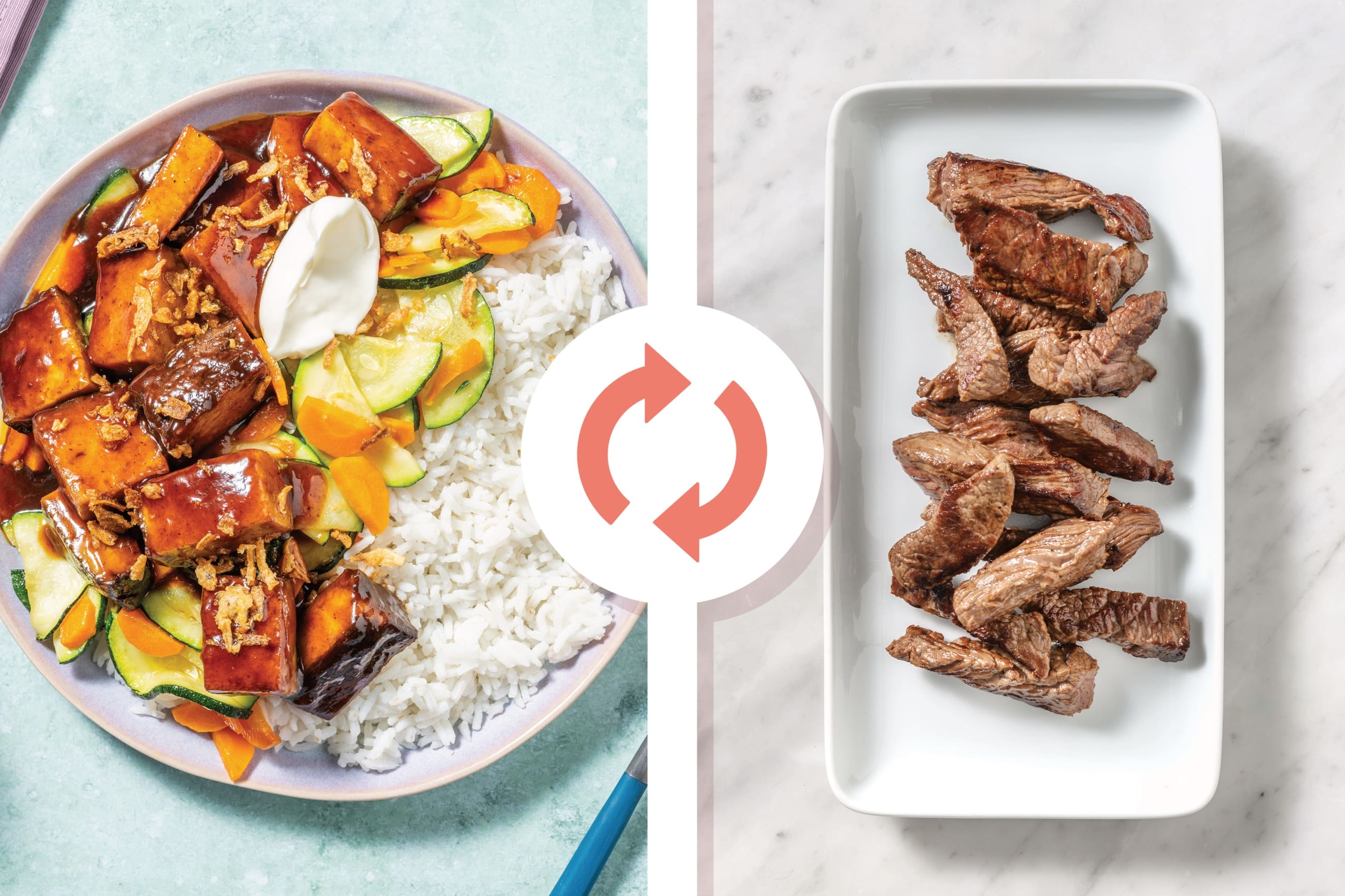 Sticky Beef & Garlicky Veg Rice Bowl