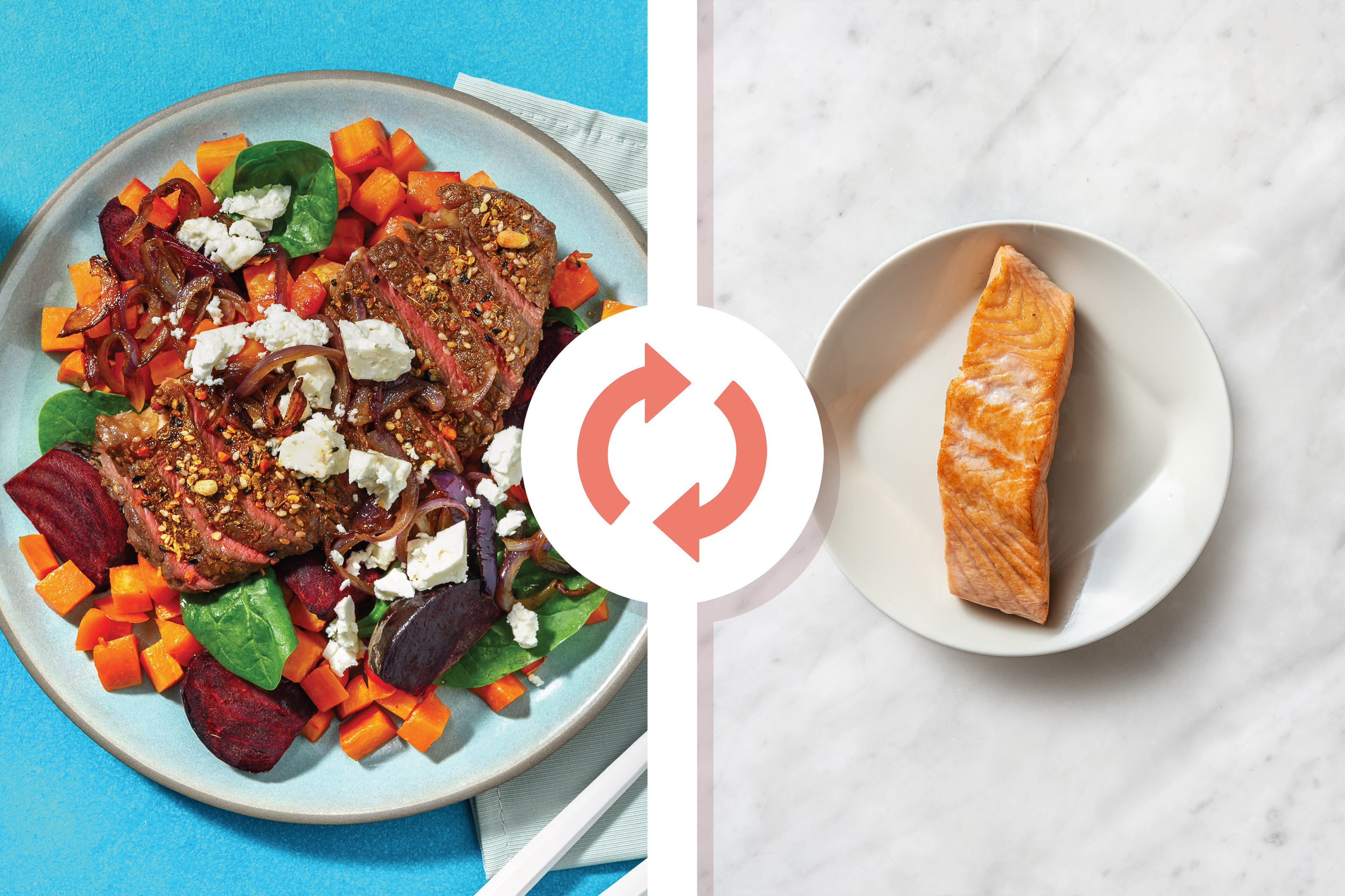 Dukkah Salmon & Roast Veggie Salad