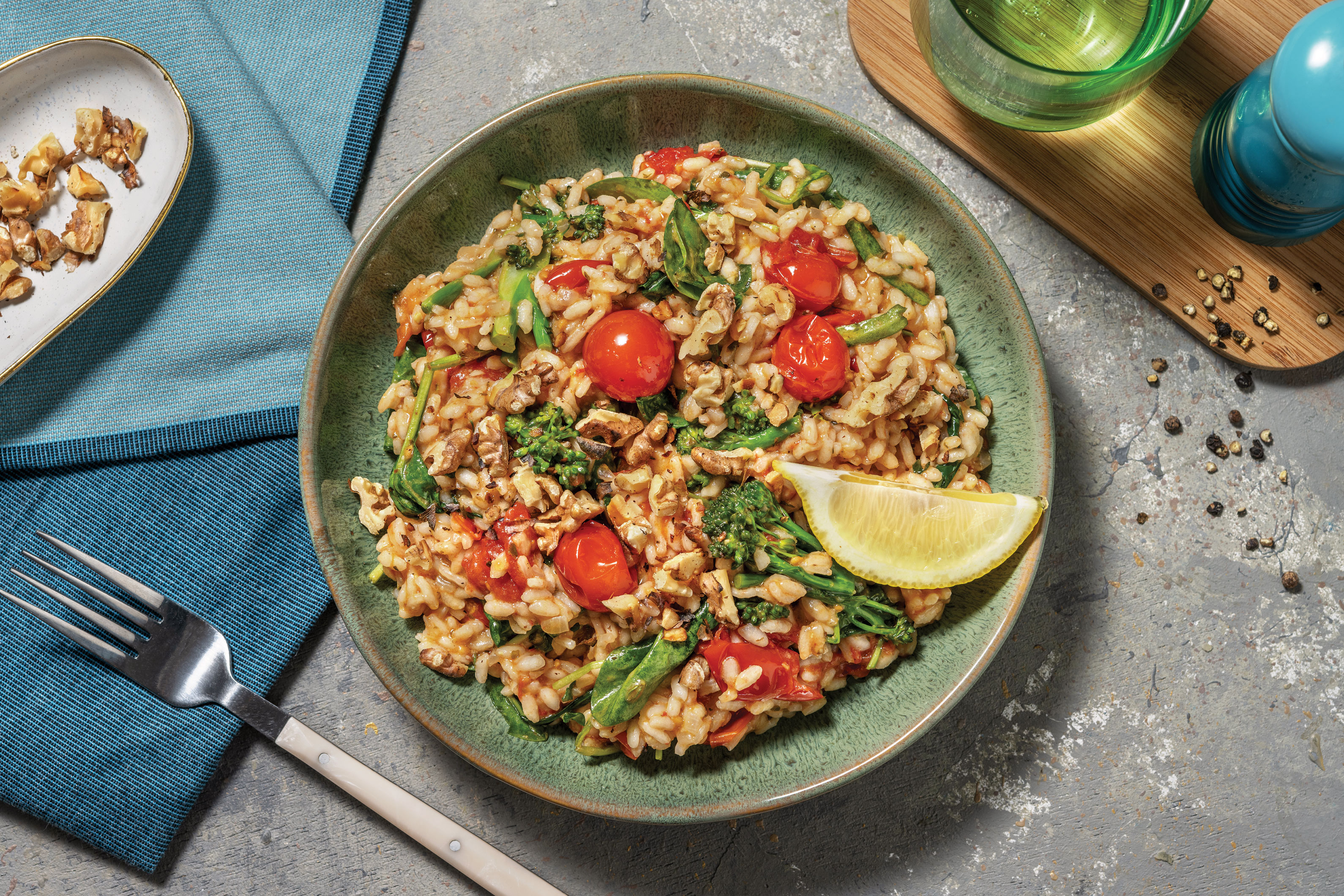 Baked Cherry Tomato & Pesto Risotto