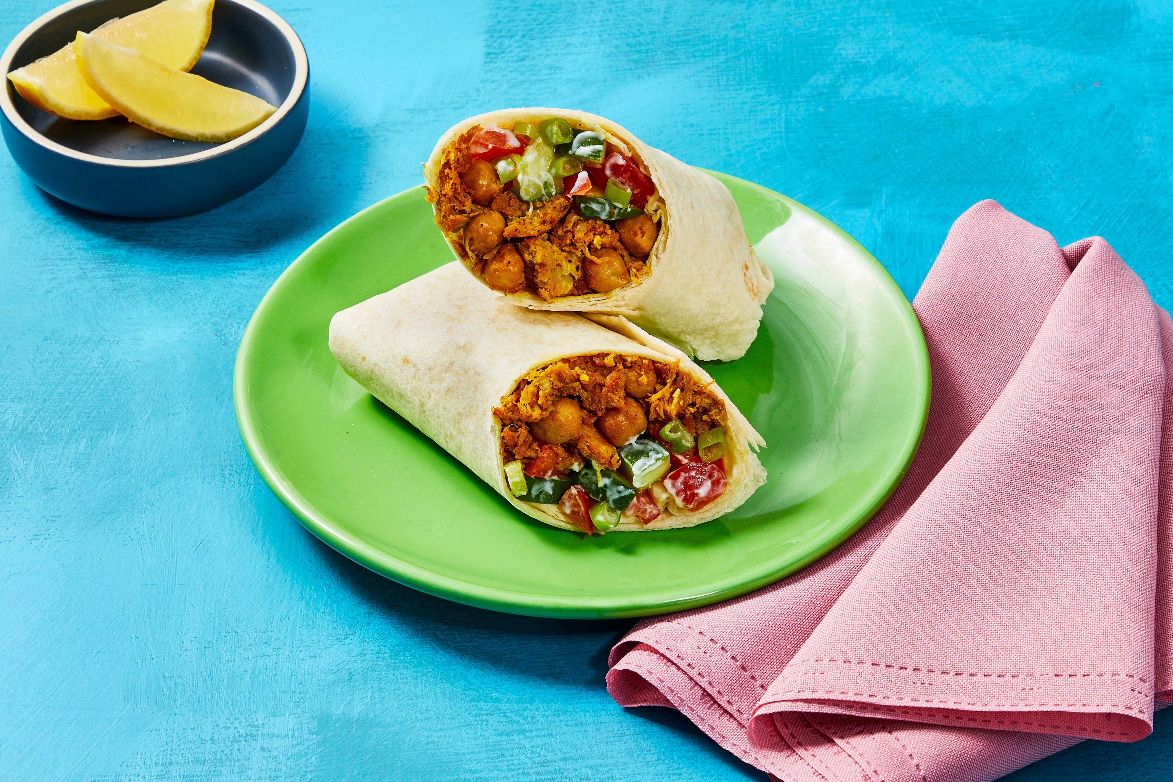 One-Pan Pulled Pork & Chickpea Wraps