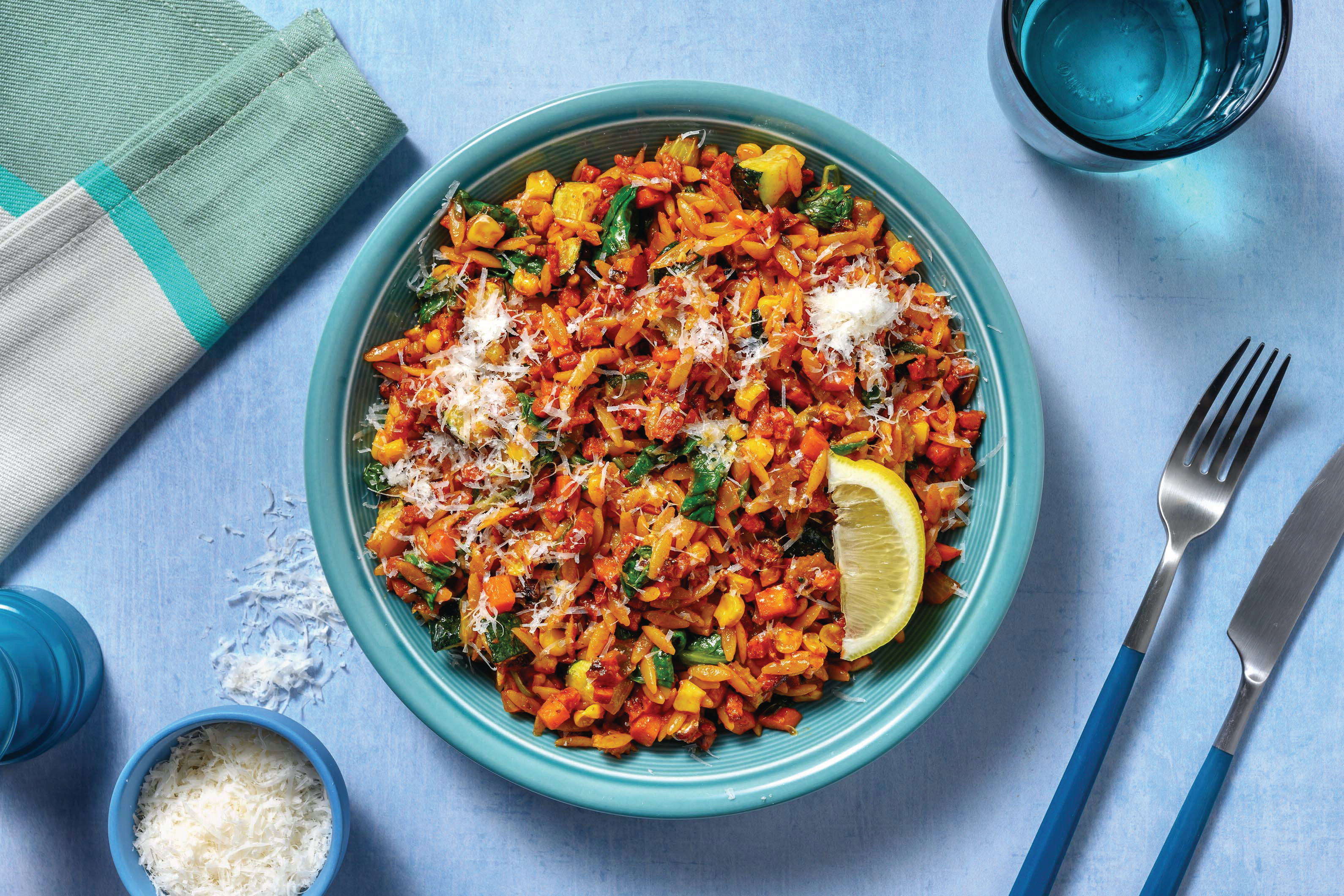 Chorizo, Corn & Courgette Fusilli