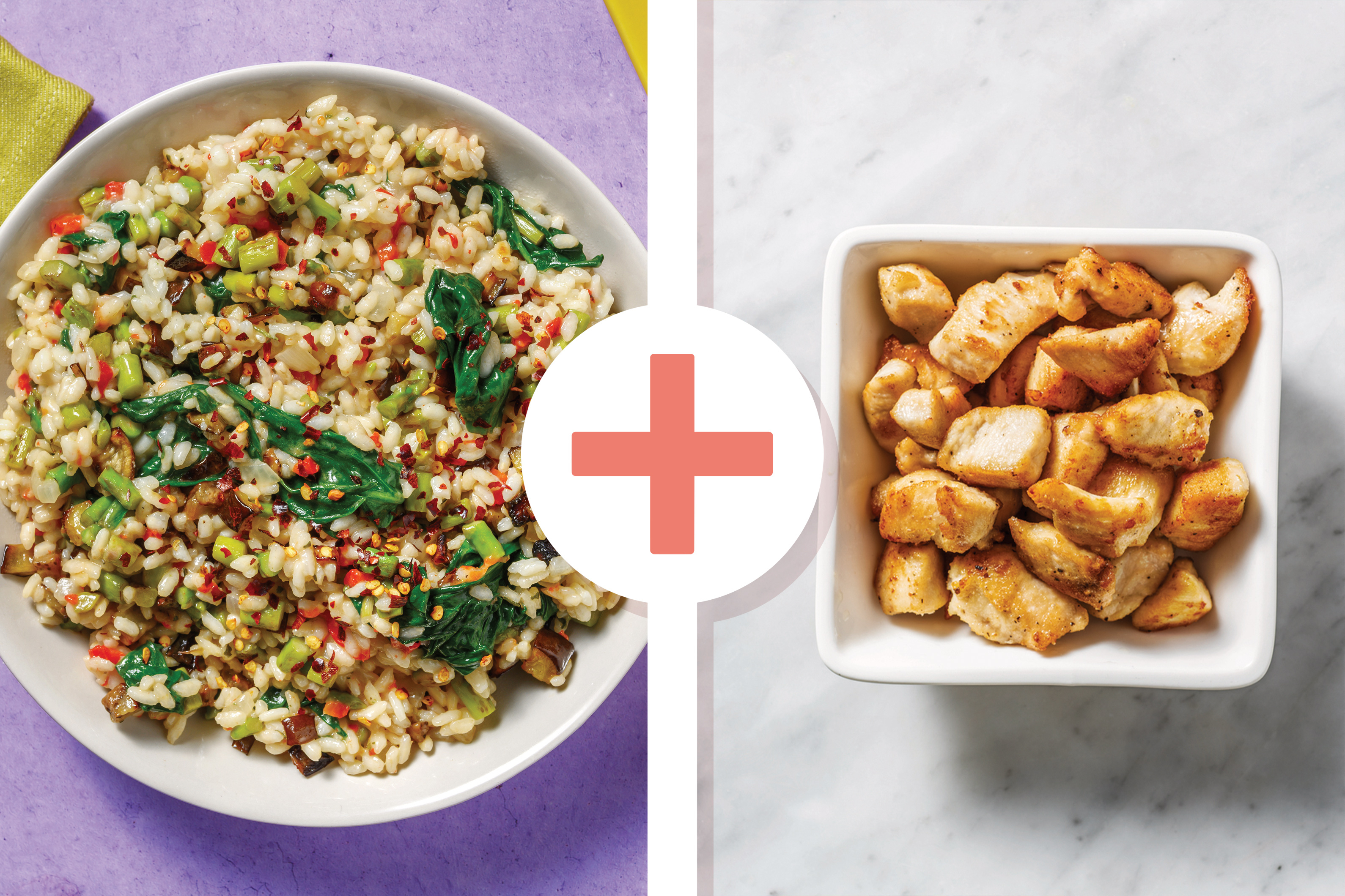 Rustic Roasted Eggplant, Chicken & Veggie Risotto