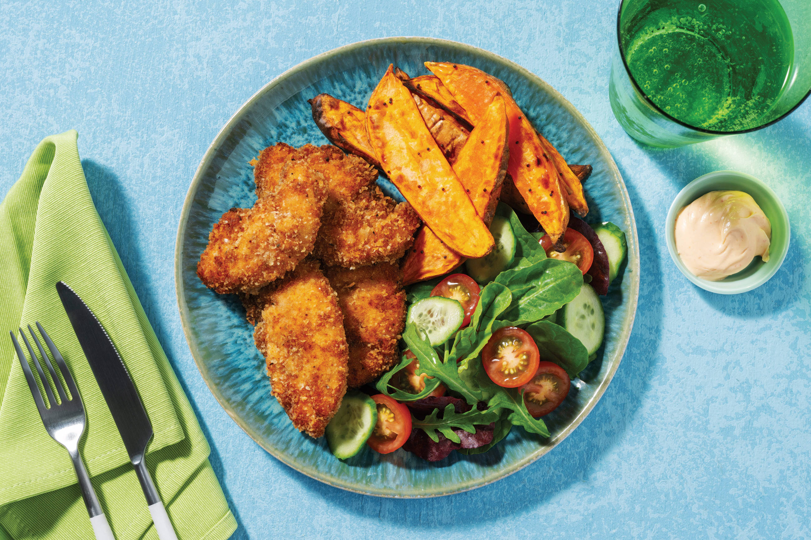 Quick Tandoori Crumbed Chicken & Garden Salad