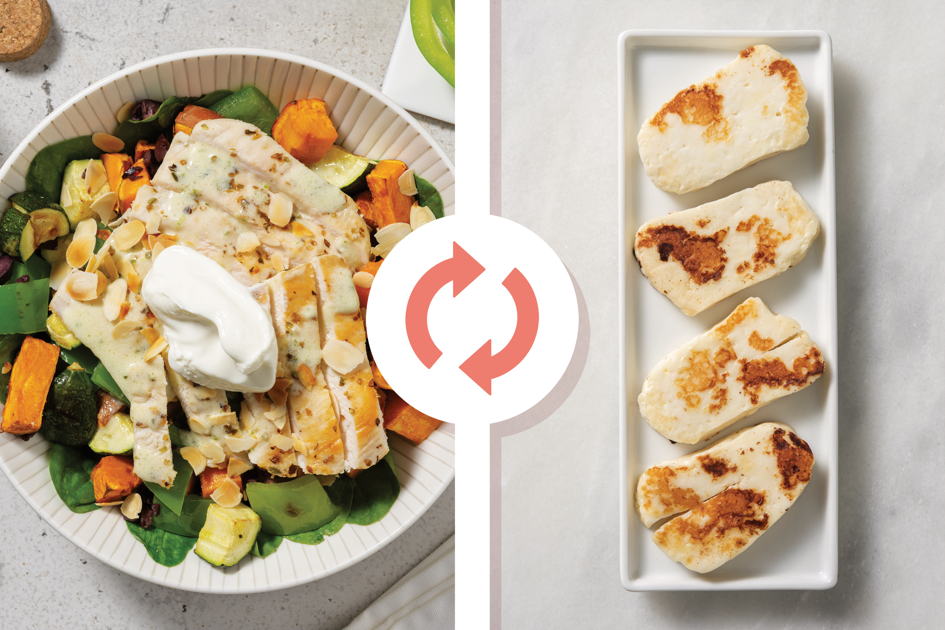 Mediterranean Haloumi & Veggie-Olive Toss