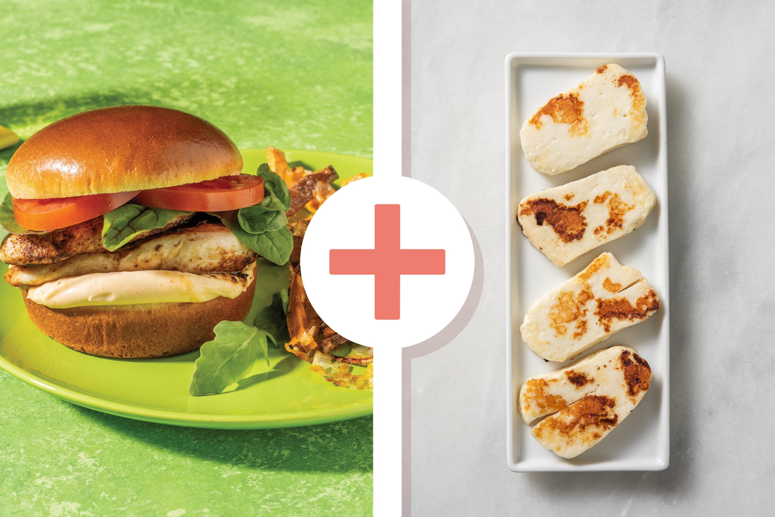 HelloHero: Peri-Peri Chicken & Haloumi Burger