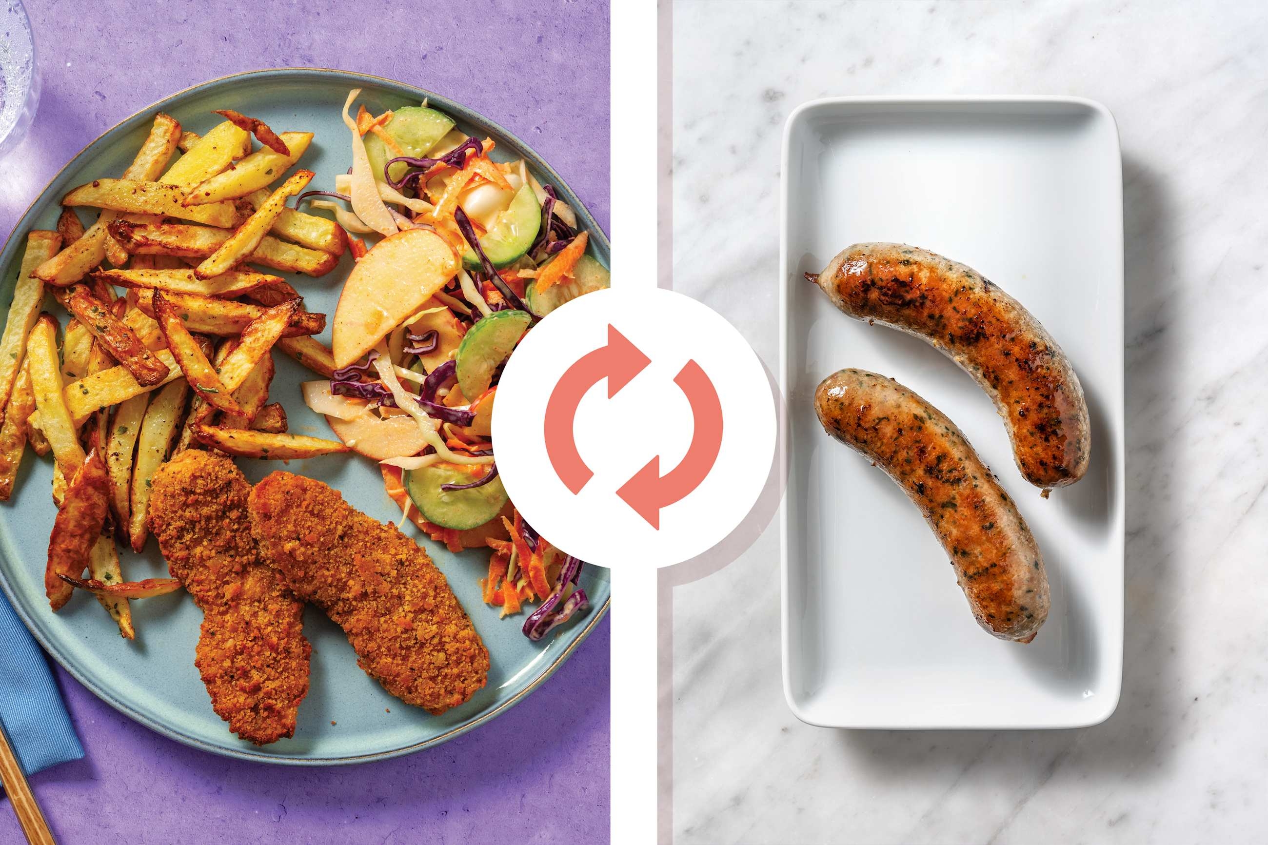 Pork Sausages & Cucumber Slaw