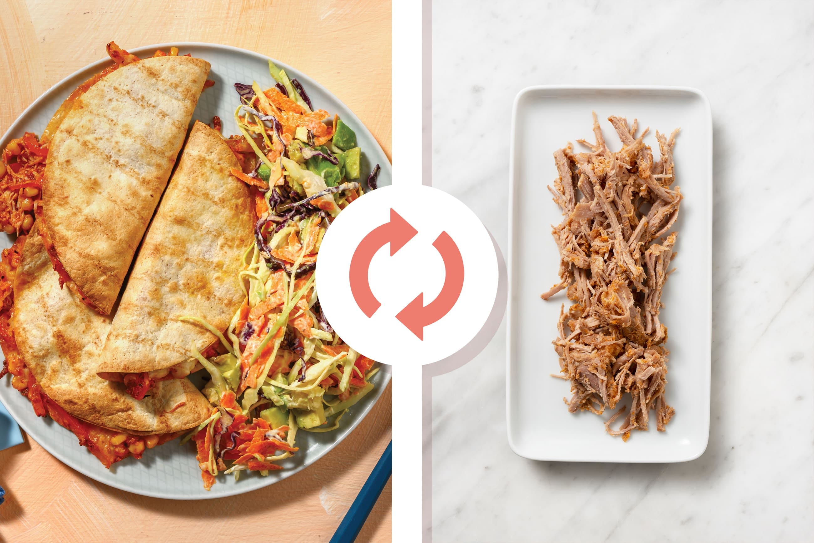 Pulled Chicken & Veggie Quesadillas