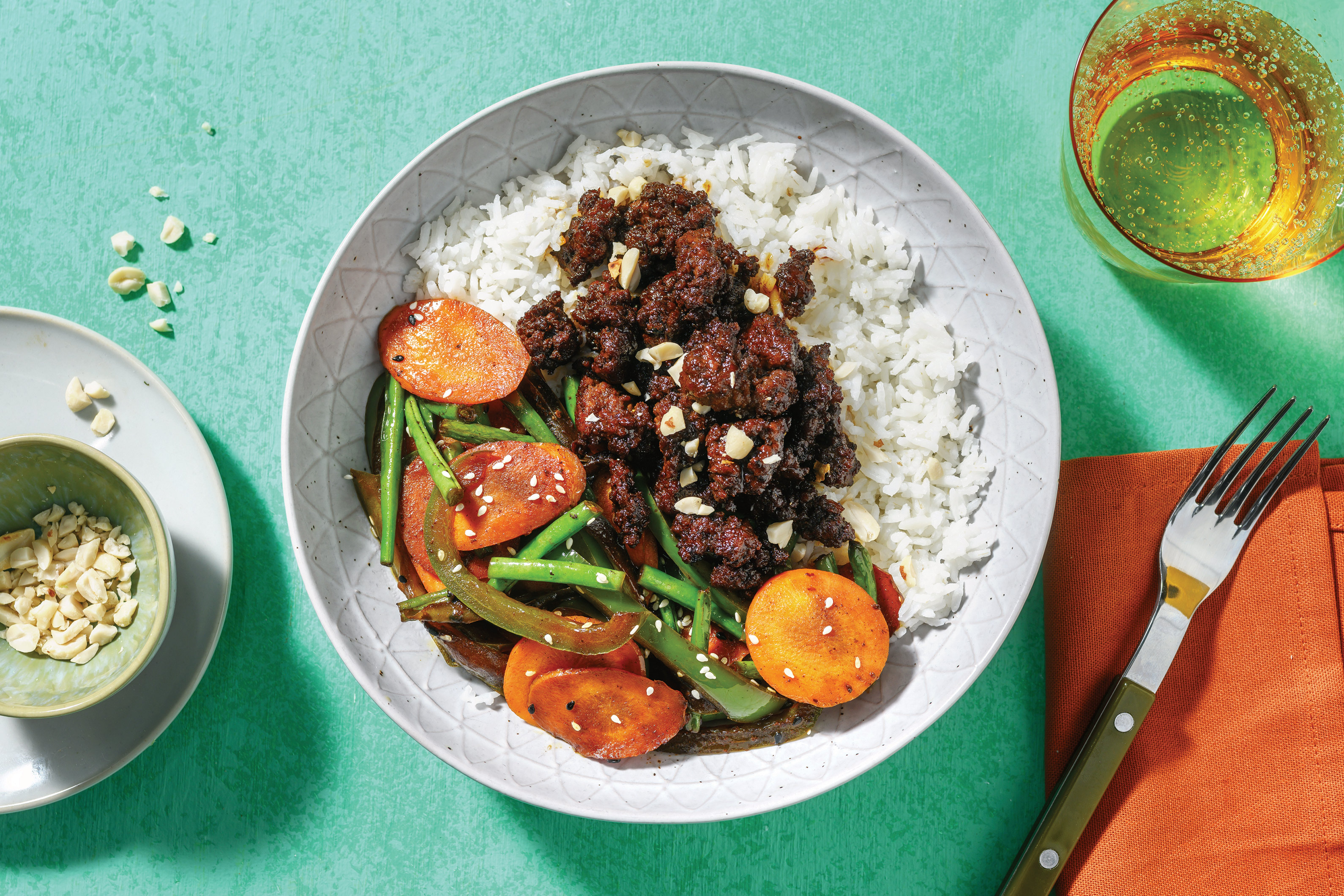 Easy Asian Ginger Beef & Sesame-Garlic Veggies