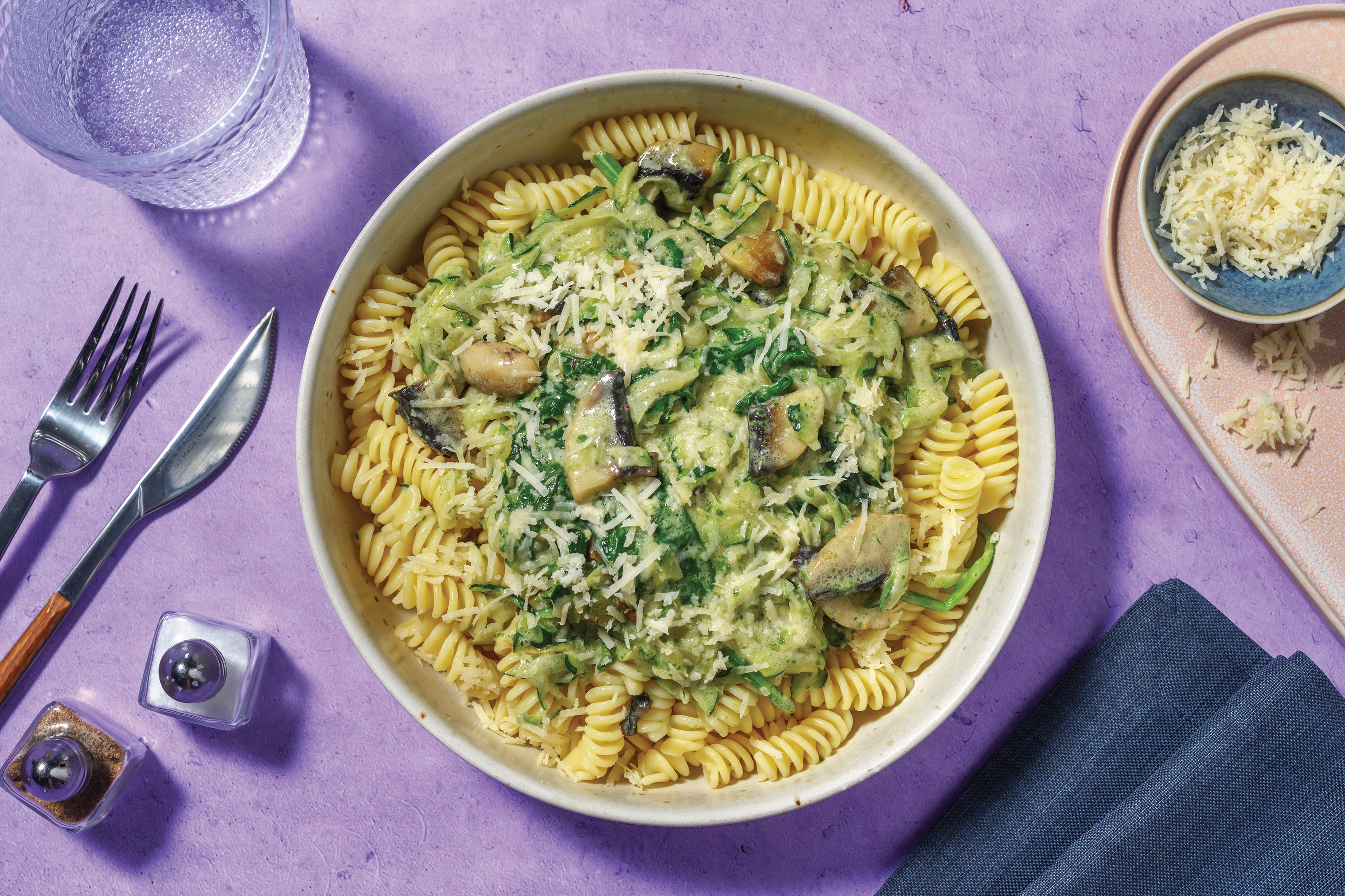 Creamy Zucchini & Mushroom Fusilli
