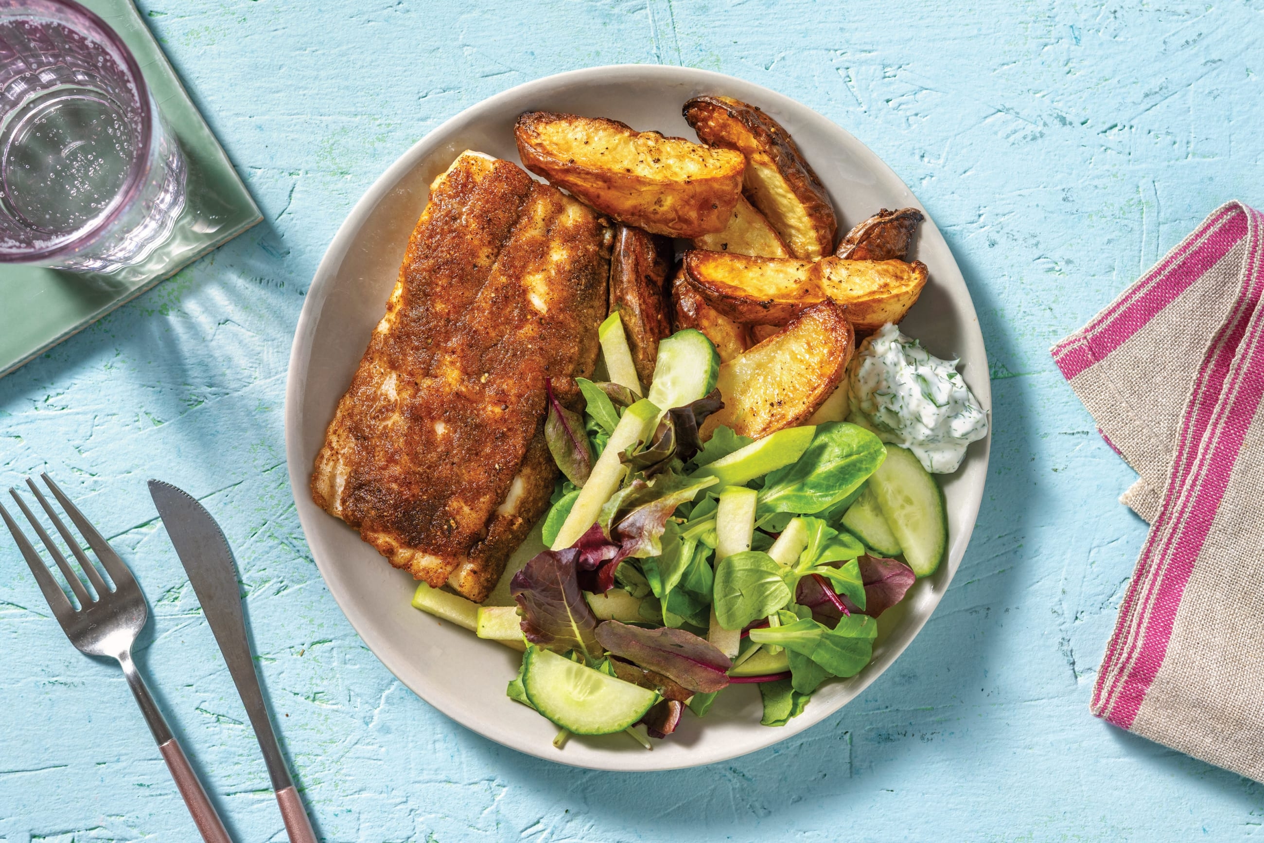 Seared Barramundi & Wedges