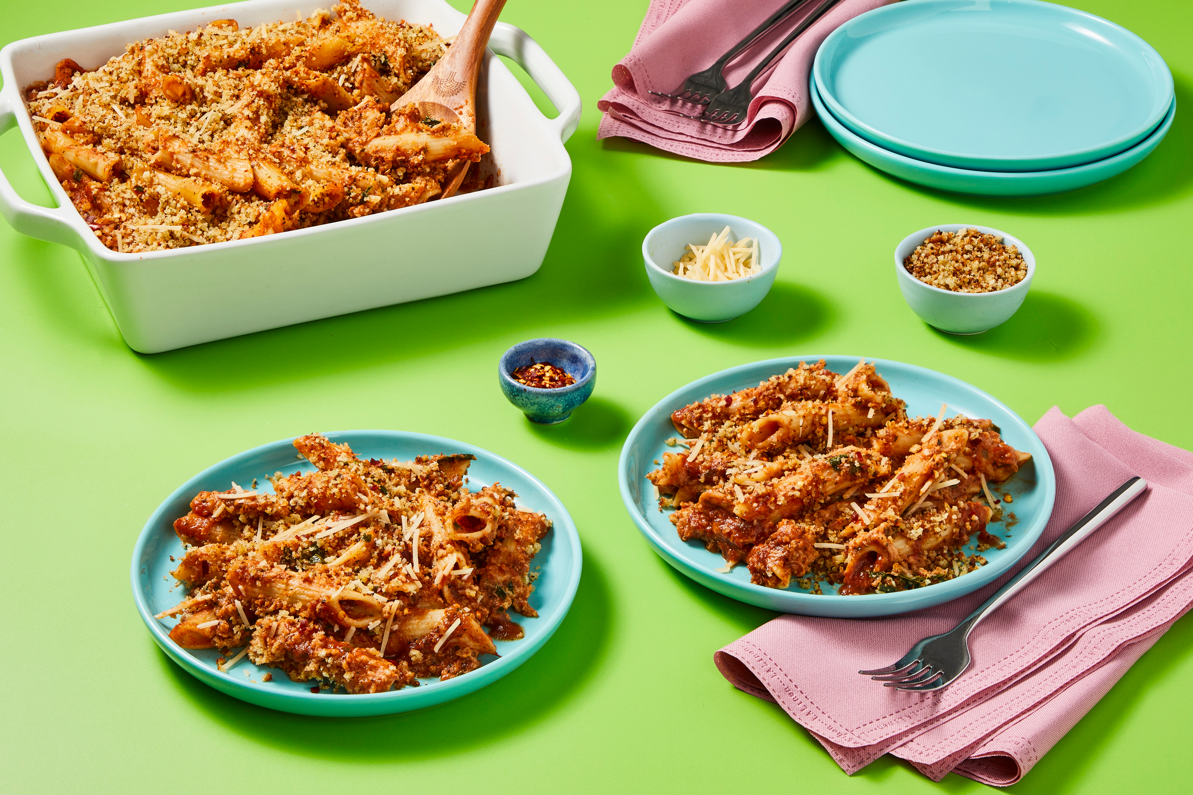 Triple Cheese Spinach Penne Bake