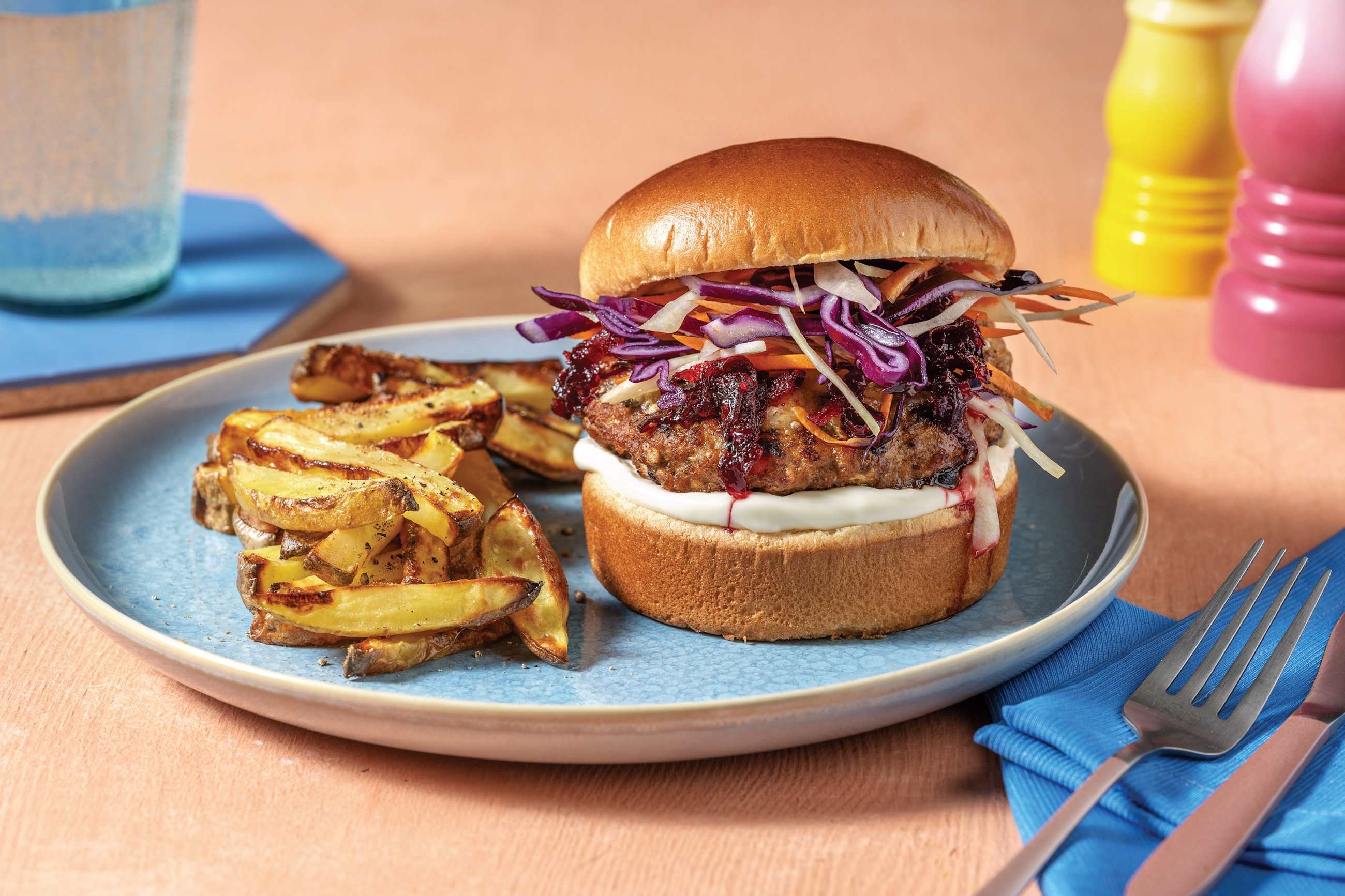 Cheesy Pork & Slaw Burger