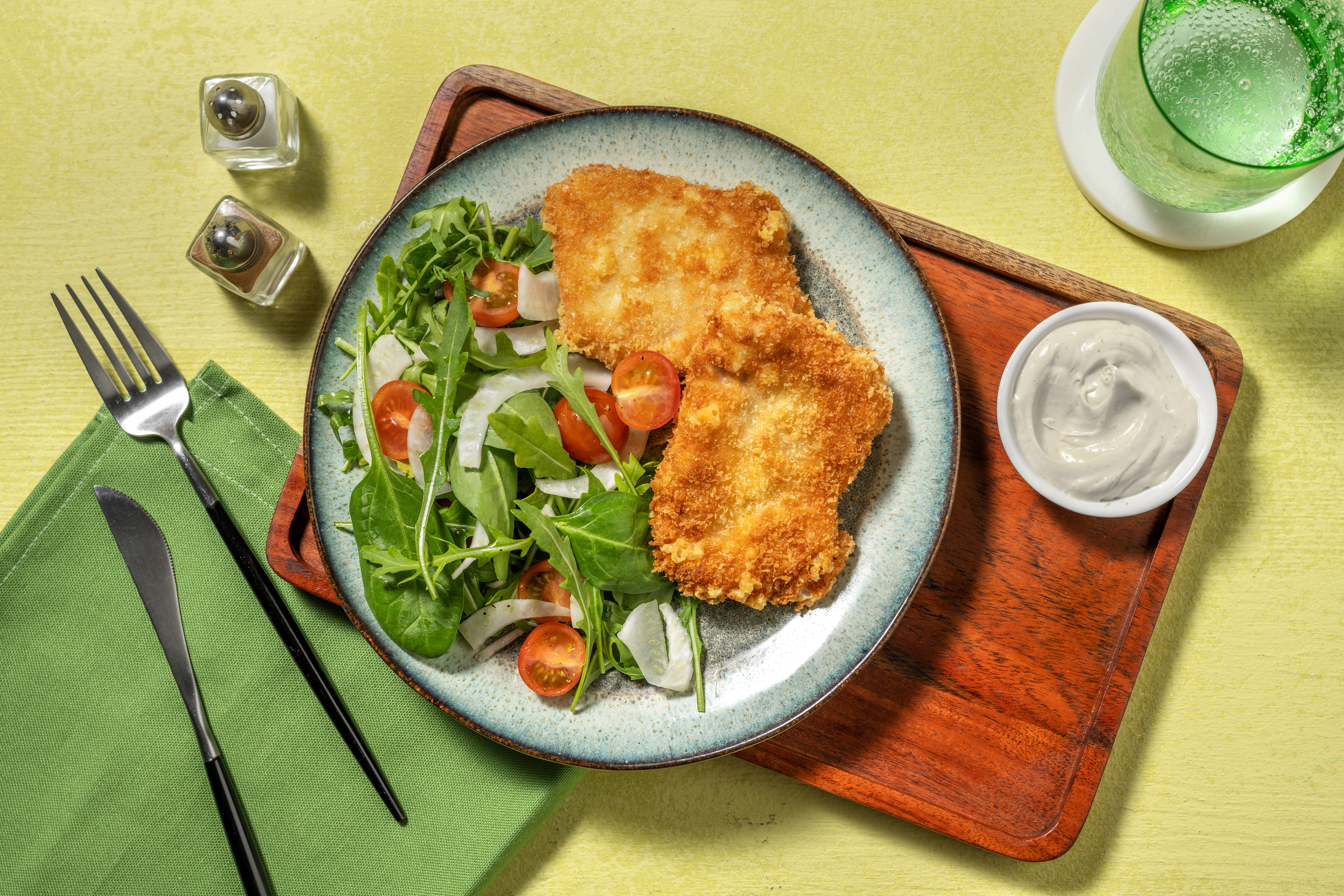 Quick Parmesan Pork Schnitzel & Garlic Aioli