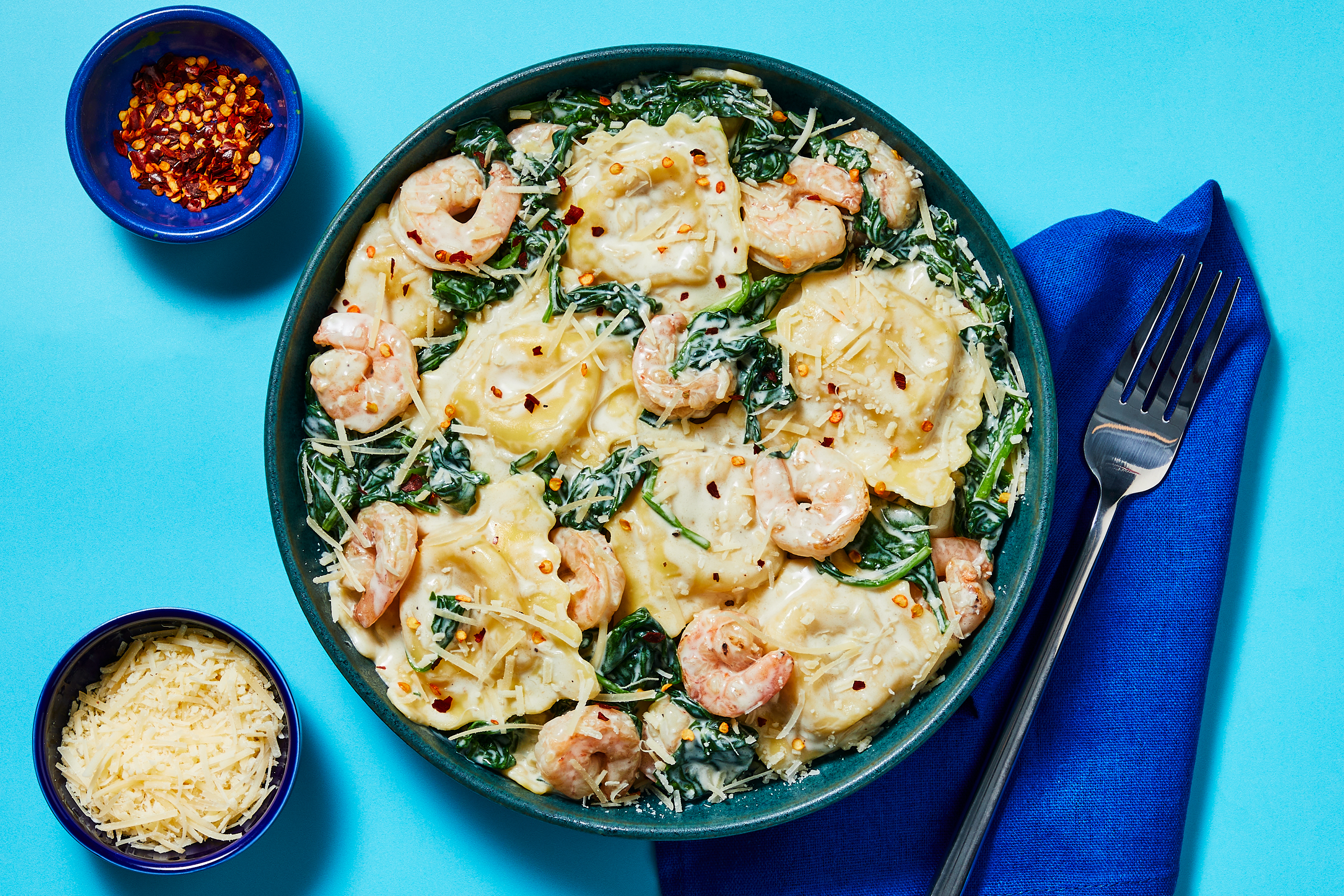 Creamy Garlic Shrimp with Ricotta Ravioli