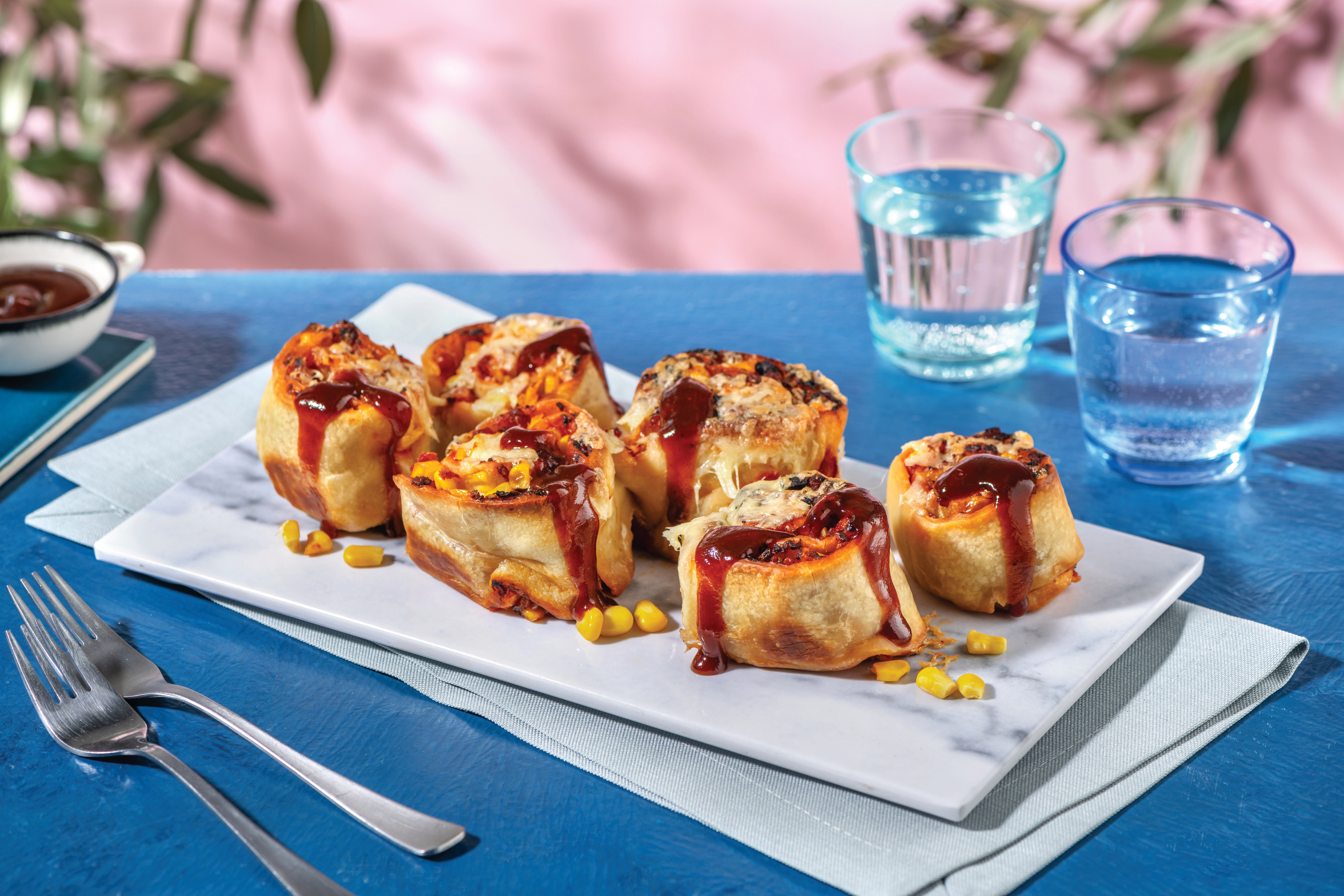 BBQ Bacon Pizza Scrolls