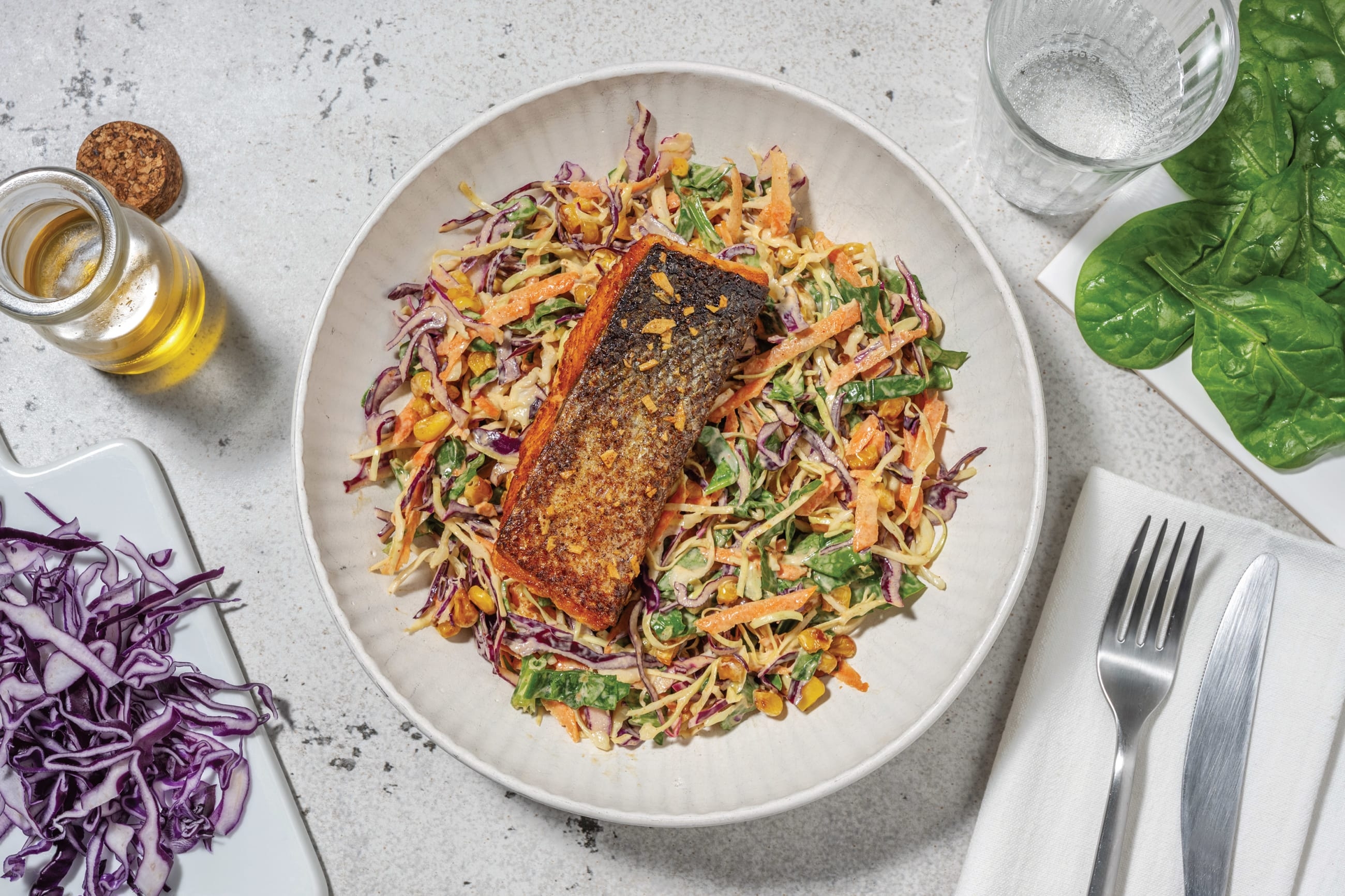 Tex-Mex Seared Chicken & Charred Corn Slaw