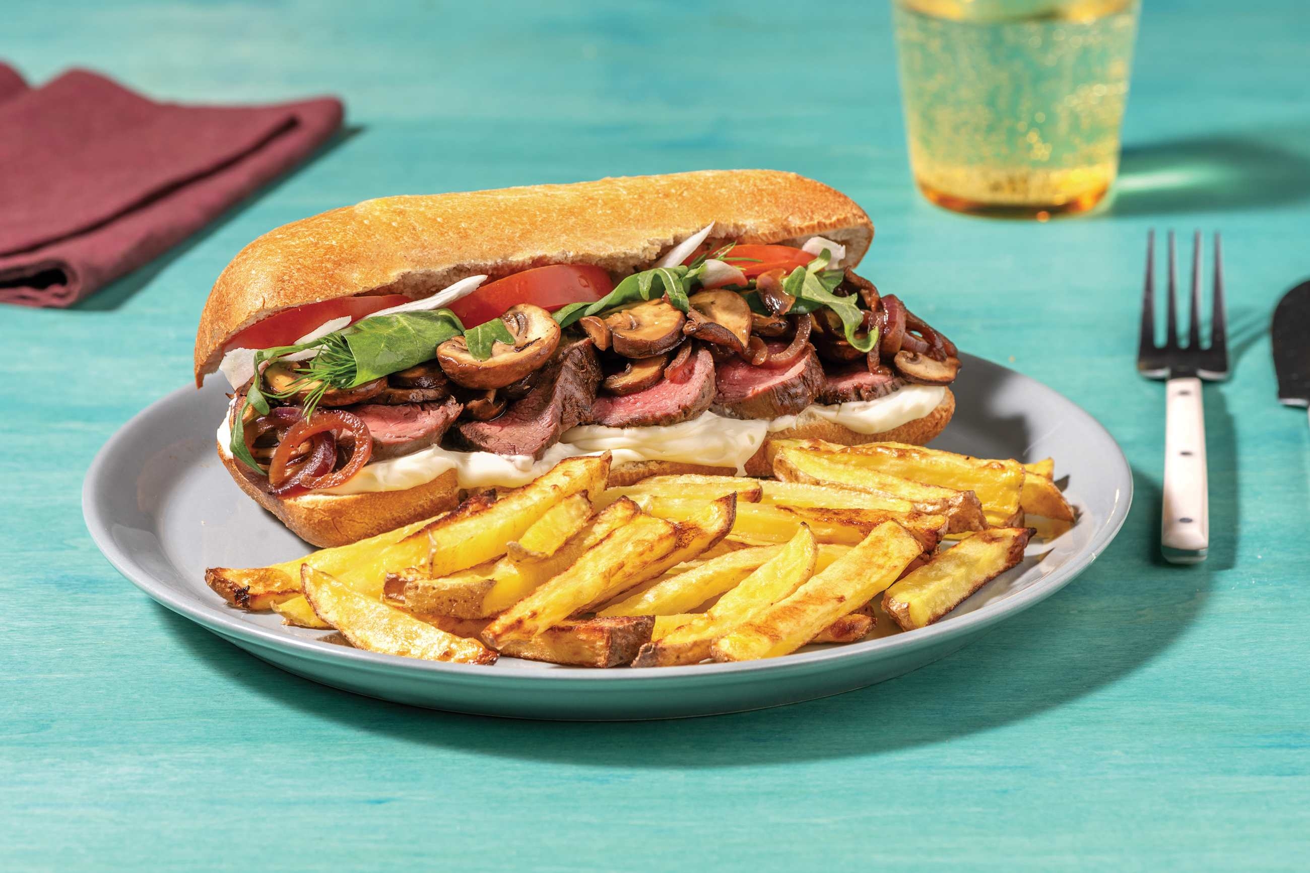 Seared Steak & Bacon & Mushroom Ciabatta