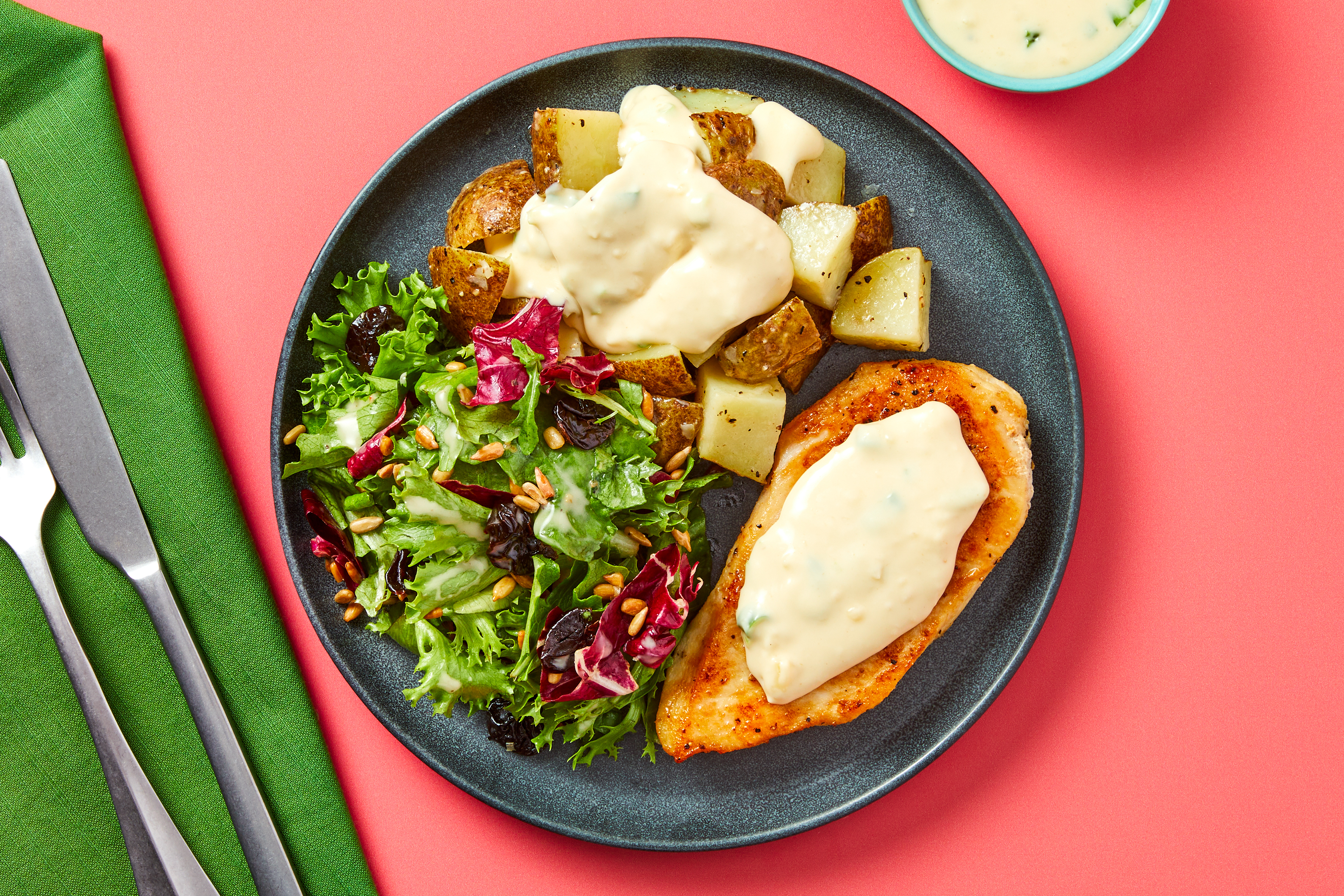 Chicken & Potatoes with Cheddar Sauce